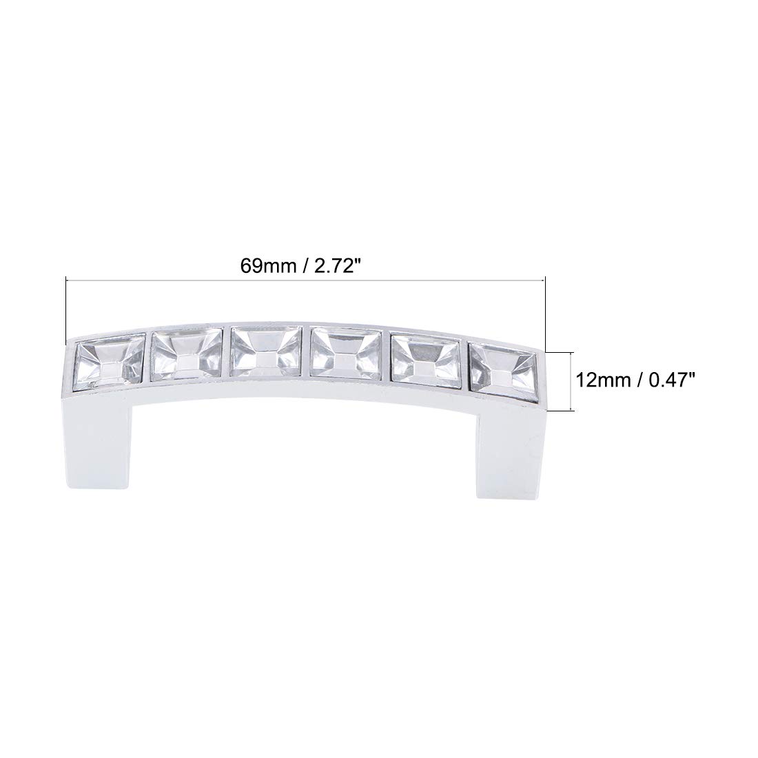 uxcell 64mm Hole Center Alloy Crystal Cabinet Pulls & Drawer Handles with Screws - 5Pcs Set for Kitchen Cabinets, Dressers & Furniture Hardware