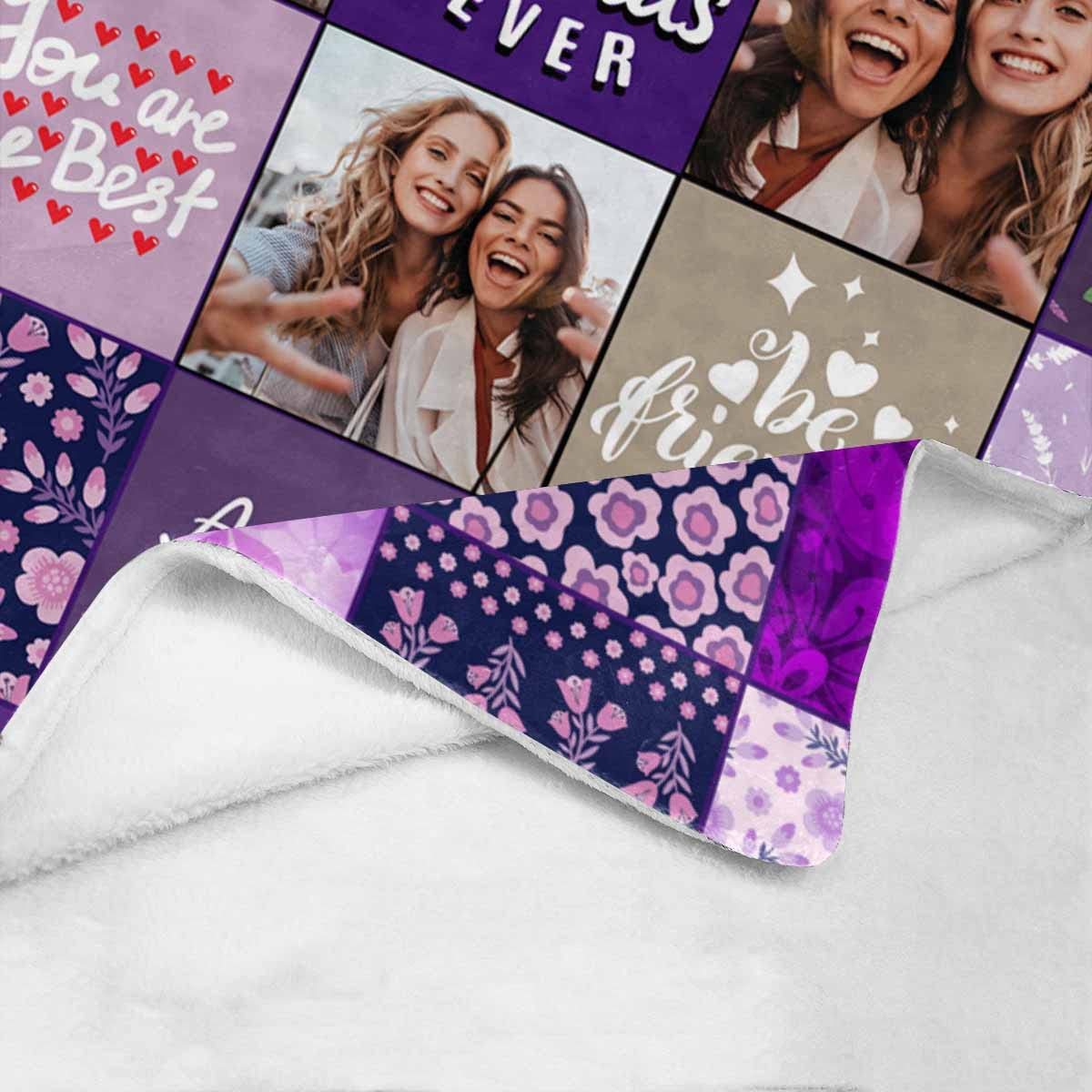 MyPupSocks Custom Best Friend Blanket - Personalized BFF Throw for Women, Purple Friendship Gift 60x80, Cozy Gift for Birthdays, Anniversaries & Sleepovers