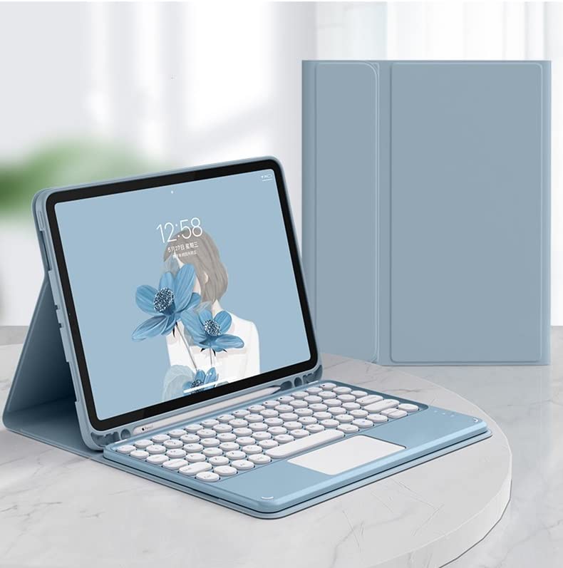 HENGHUI Detachable Keyboard Case for iPad Air 11-inch (M3/M2) & iPad Air 5th/4th Gen 10.9-inch - Bluetooth Round Key Candy Color Protective Cover with Touchpad (Blue) - Perfect for Work, Study & Travel