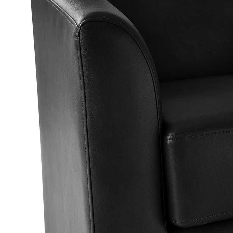 360 Degree Swivel Barrel Faux Leather Chair - Modern Accent Chair for Living Room, Office & Lounge - Comfortable PU Leather Recliner with Smooth Rotation