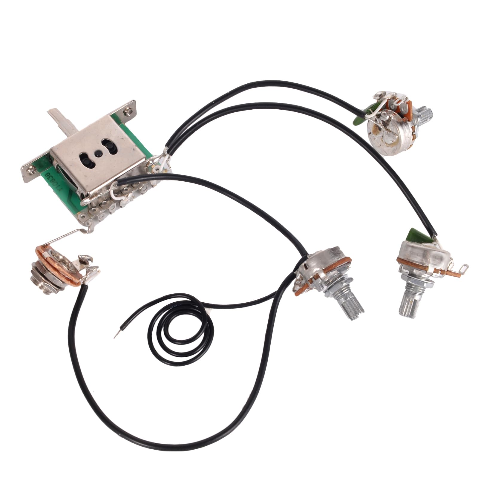 Stratocaster Guitar Wiring Harness Prewired with A500k & B500k Pots - Premium Upgrade Kit for Electric Guitars, DIY Repairs & Tone Customization