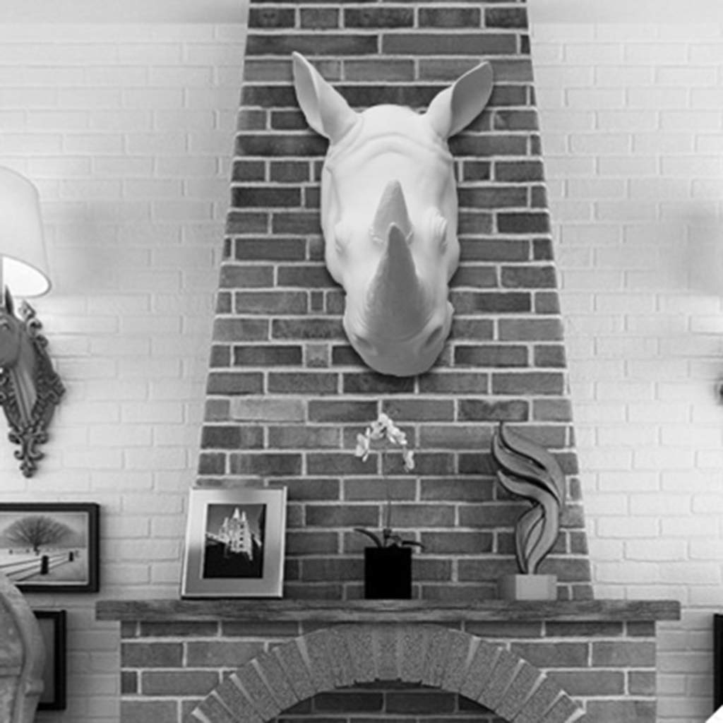Creative Silver Rhino Head Wall Sculpture - 27.7x34.2x17.3cm Animal Wall Art for Living Room, Porch & Corridor Decor | Unique Home & Office Decoration