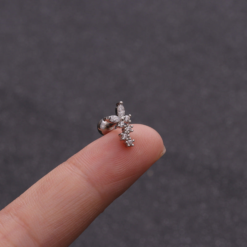 16G Cartilage Butterfly Helix Conch Stud Earrings - Stainless Steel Body Jewelry for Women | HSPJ1919 | Perfect for Piercing, Daily Wear & Special Occasions