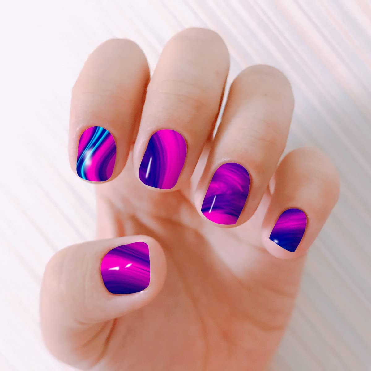 WOKOTO 12 Sheets Blooming Gradient Nail Polish Strips | Waterproof Nail Art Wraps & Colorful Marble Gel Nail Stickers for Women & Girls | DIY Manicure at Home, Parties & Special Occasions