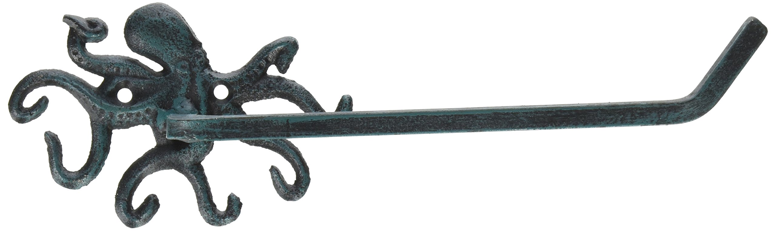 Hampton Nautical K-9205 Seaworn Blue Cast Iron Octopus Toilet Paper Holder 11