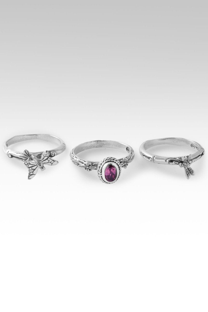 Transformative Beauty Ring Set of 3™ - Genuine Purple Tourmaline Gemstone Rings for Women | Elegant Stackable Rings for Everyday Wear, Gift Giving & Special Occasions