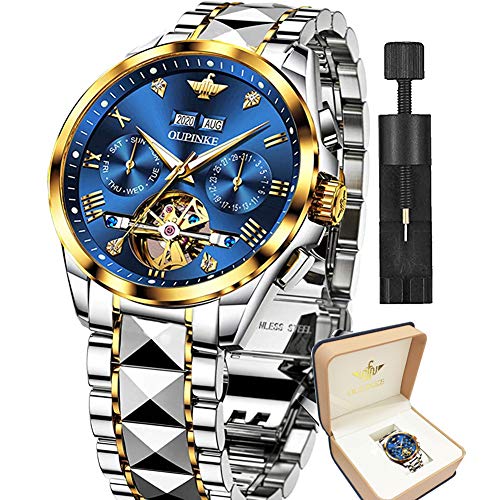 gold tungsten steel blue dial