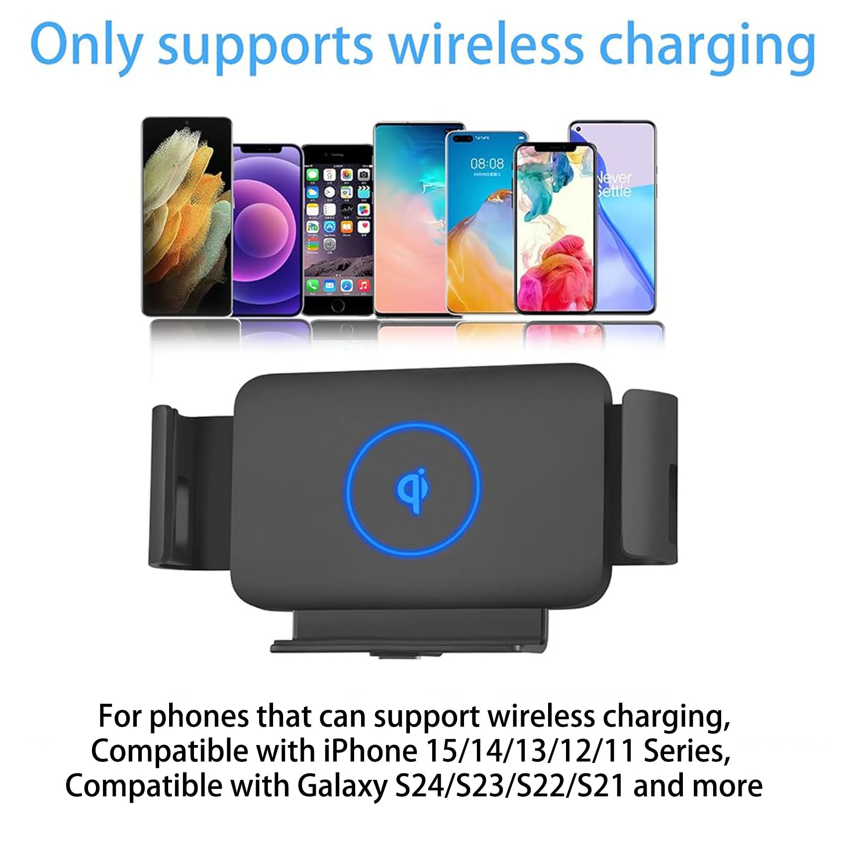 Fast Wireless Car Charger Mount for Galaxy S25 Ultra/S25+/S25/S24 Ultra/S24+/S24 & iPhone 16/15/14/13/12 Series - Auto-Clamping Air Vent Phone Holder with Qi Charging - Perfect for Commuting, Road Trips & GPS Navigation