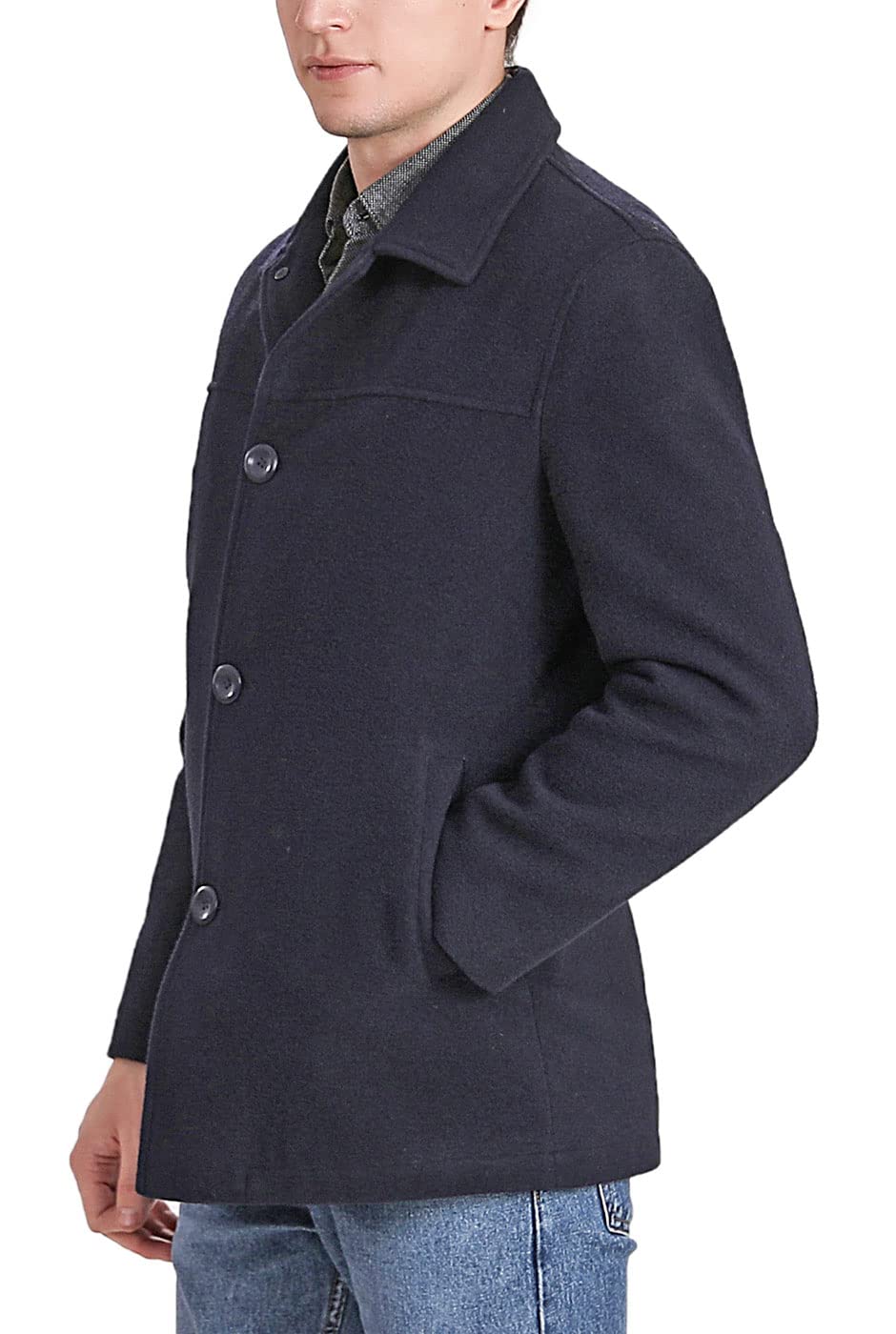BGSD Men's Matthew Wool Blend Single Breasted Walking Car Coat - Classic Winter Overcoat for Business & Casual Wear (Available in Big & Tall Sizes) - Perfect for Office Commute, Travel & Outdoor Activities