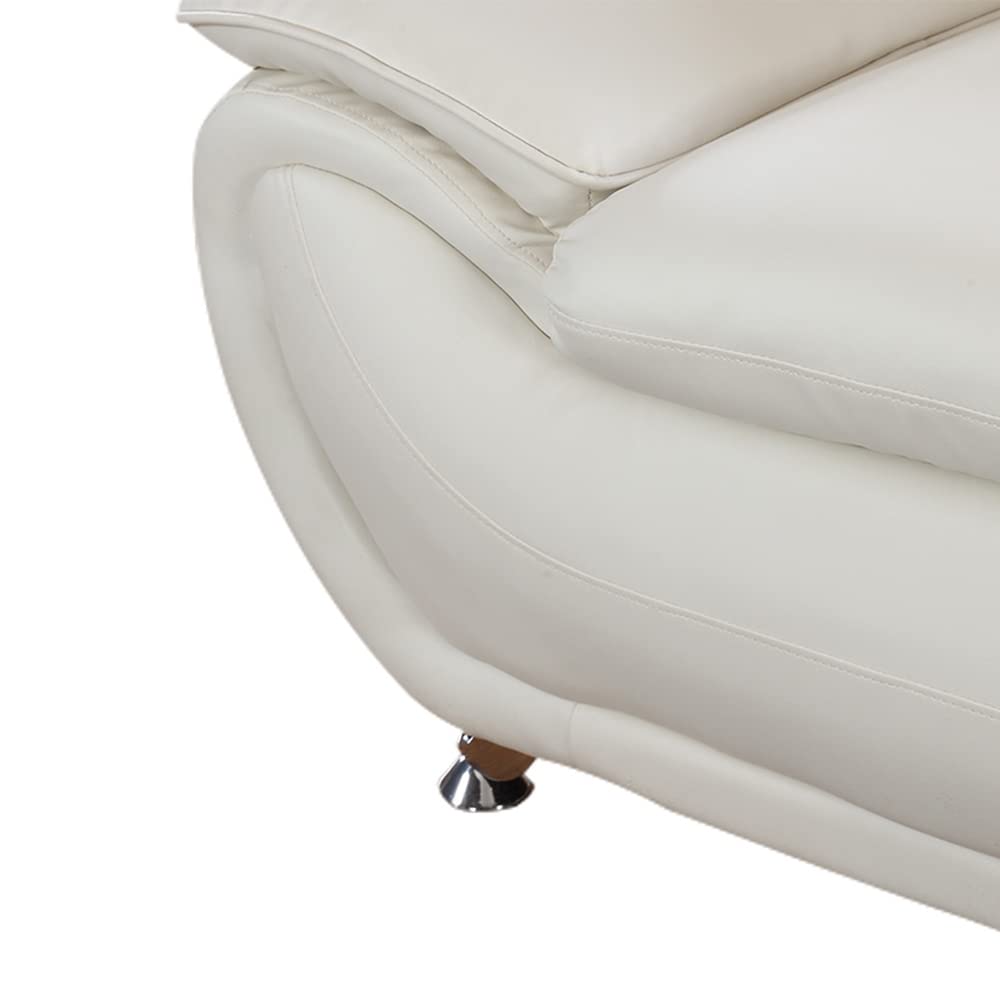 3-Piece Modern Leather Living Room Furniture Set - Cream White Sofa, Loveseat & Armchair | Comfortable Couch Set for Home Theater, Family Gatherings & Cozy Lounging