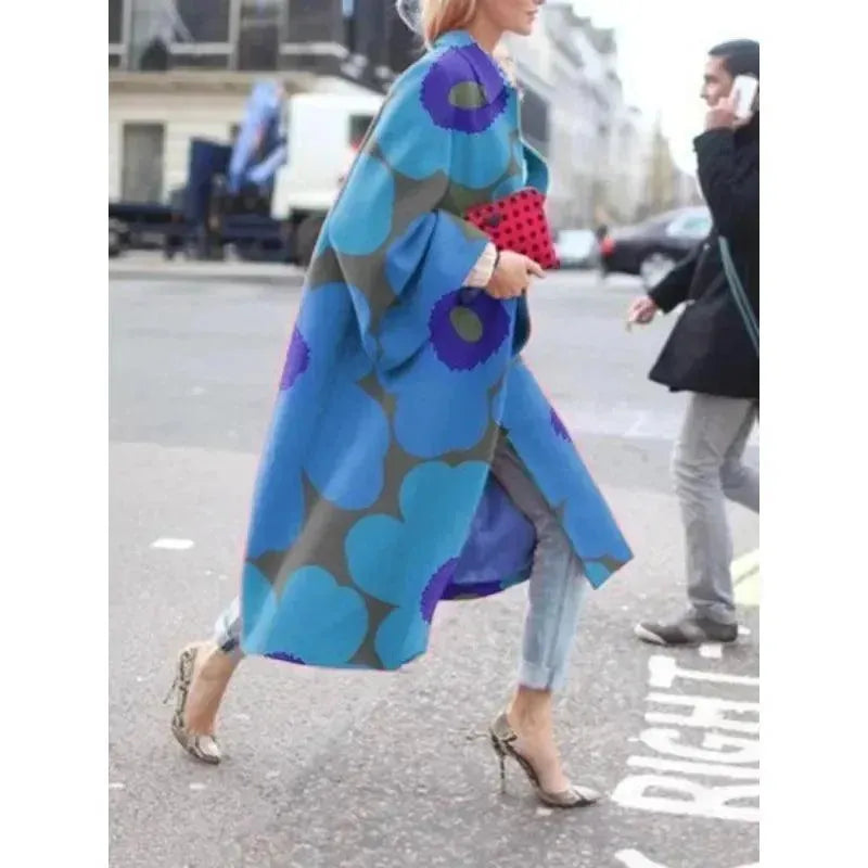 Women's Stylish Flared Sleeve Overcoat Coat - Elegant Long Trench Coat for Fall & Winter, Perfect for Office, Date Night & Special Occasions