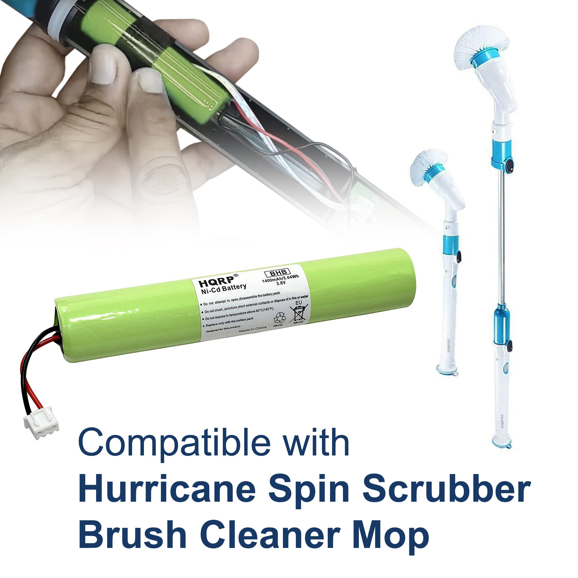 HQRP Replacement Battery Compatible with Hurricane Spin Scrubber - Long Lasting Power for Spin Scrubber Brush, Mop, and Bathtub Cleaner - Perfect for Deep Cleaning Bathrooms, Kitchens, and Tile Floors