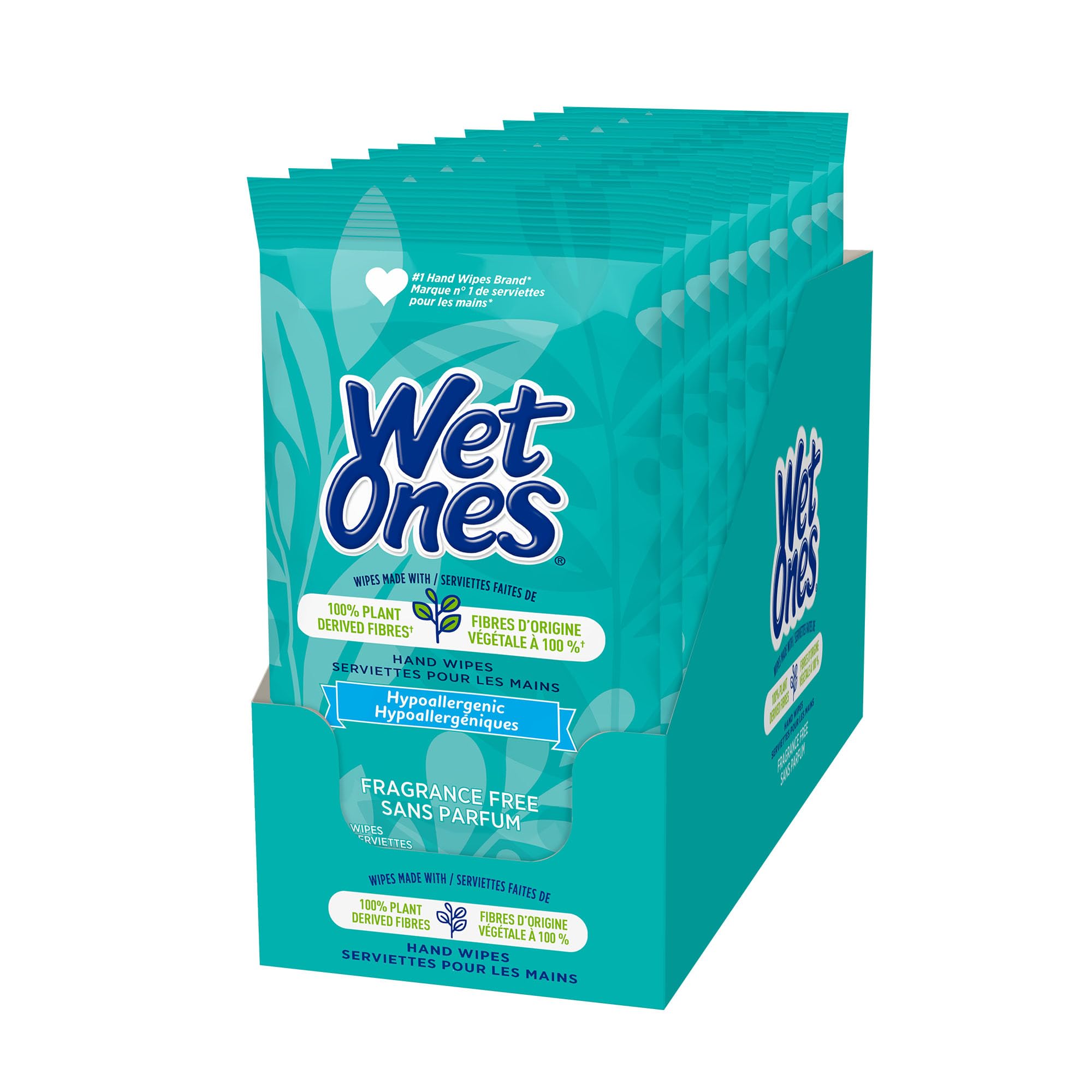 **Wet Ones Plant-Based Hand Wipes, 12-Count Travel Pack (Pack of 12) – Antibacterial, Fragrance-Free, for On-the-Go Hygiene, Travel, and Outdoor Activities**