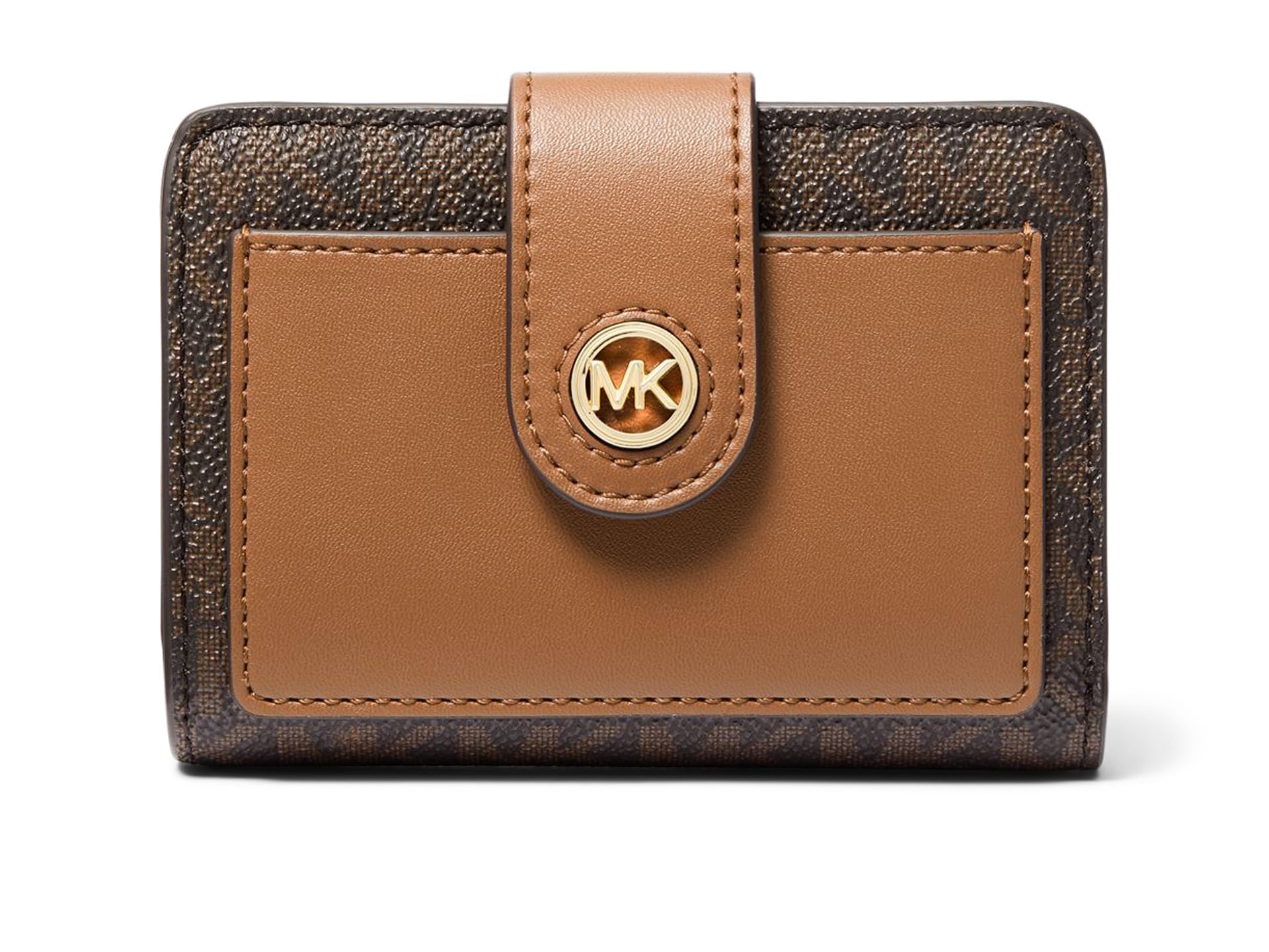 Michael Kors MK Charm Small Tab Compact Pocket Wallet for Women - Slim RFID Blocking Credit Card Holder with Zip Pocket - Perfect for Everyday Use, Travel & Gifting