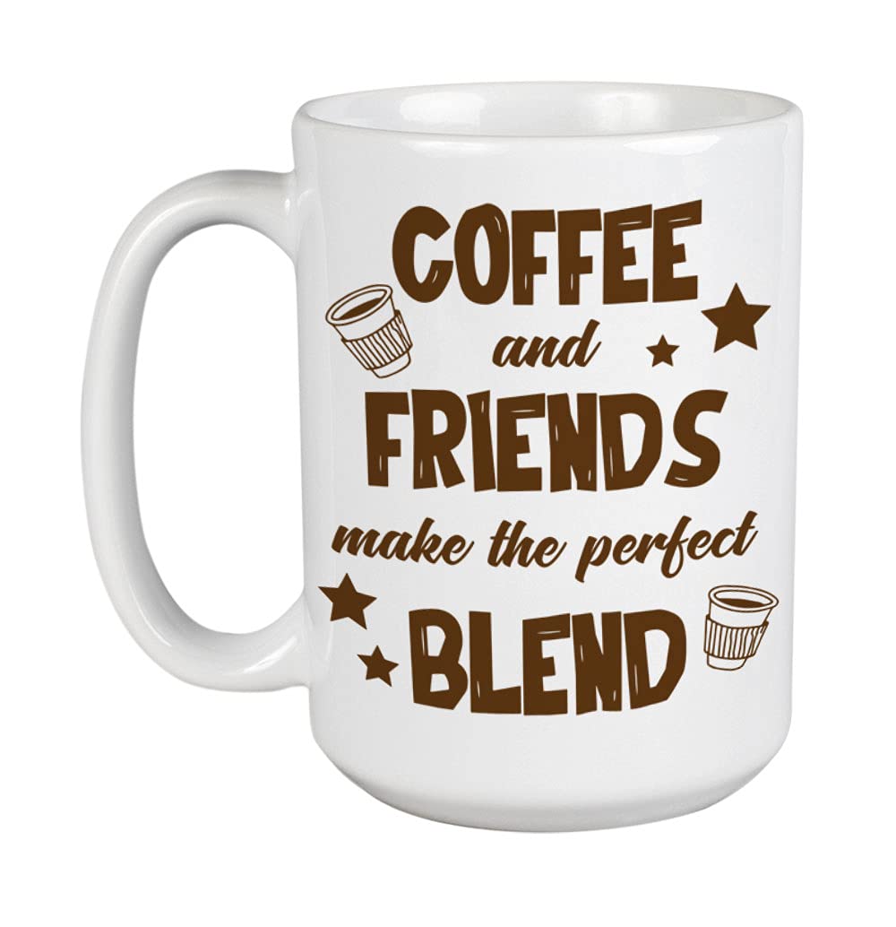 White Ceramic Coffee & Tea Mug (15oz) - Perfect Blend for Coffee Lovers & Friends | Ideal for Home, Office & Gifts
