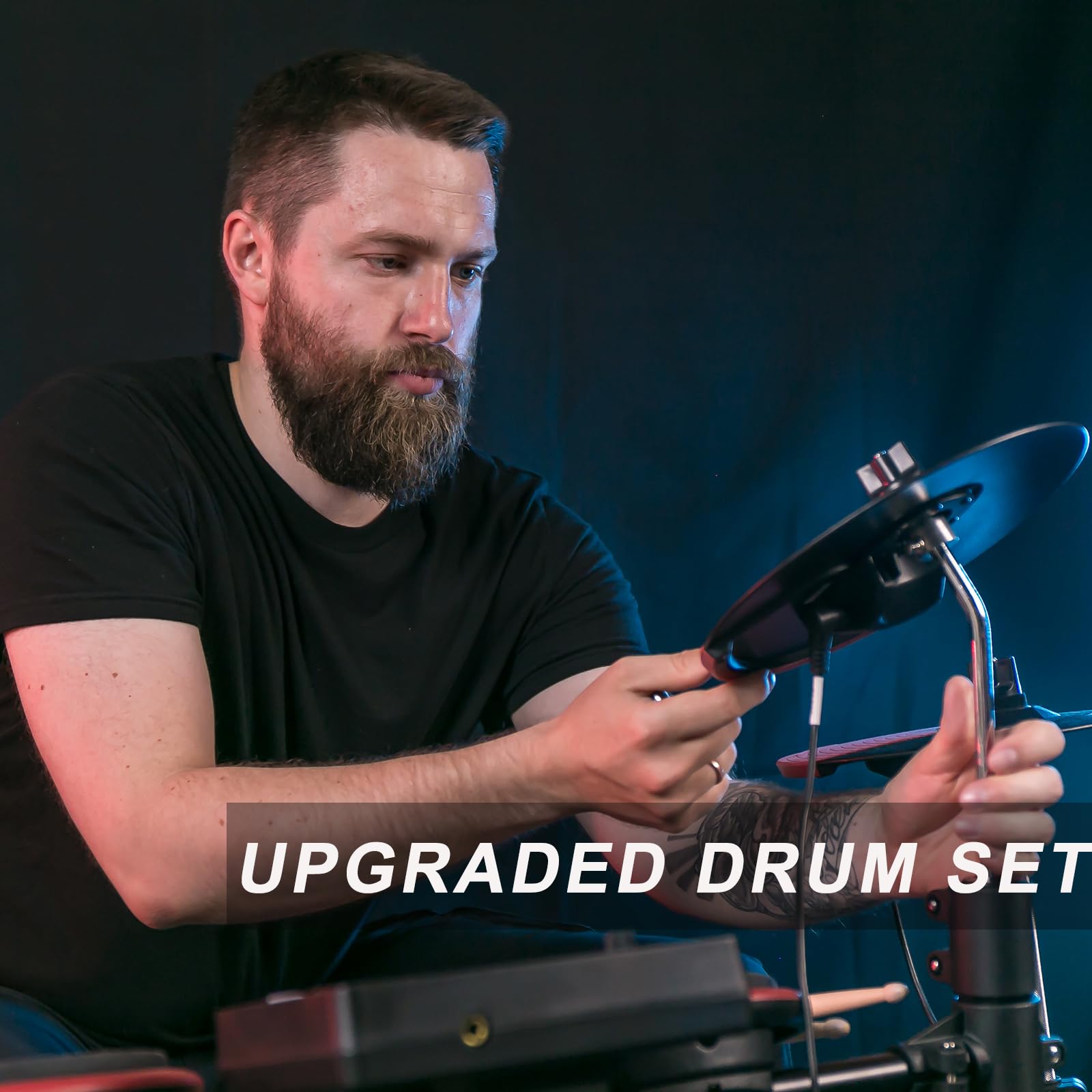 MUSTAR 10-Piece Electronic Drum Set with 225 Sounds - 8