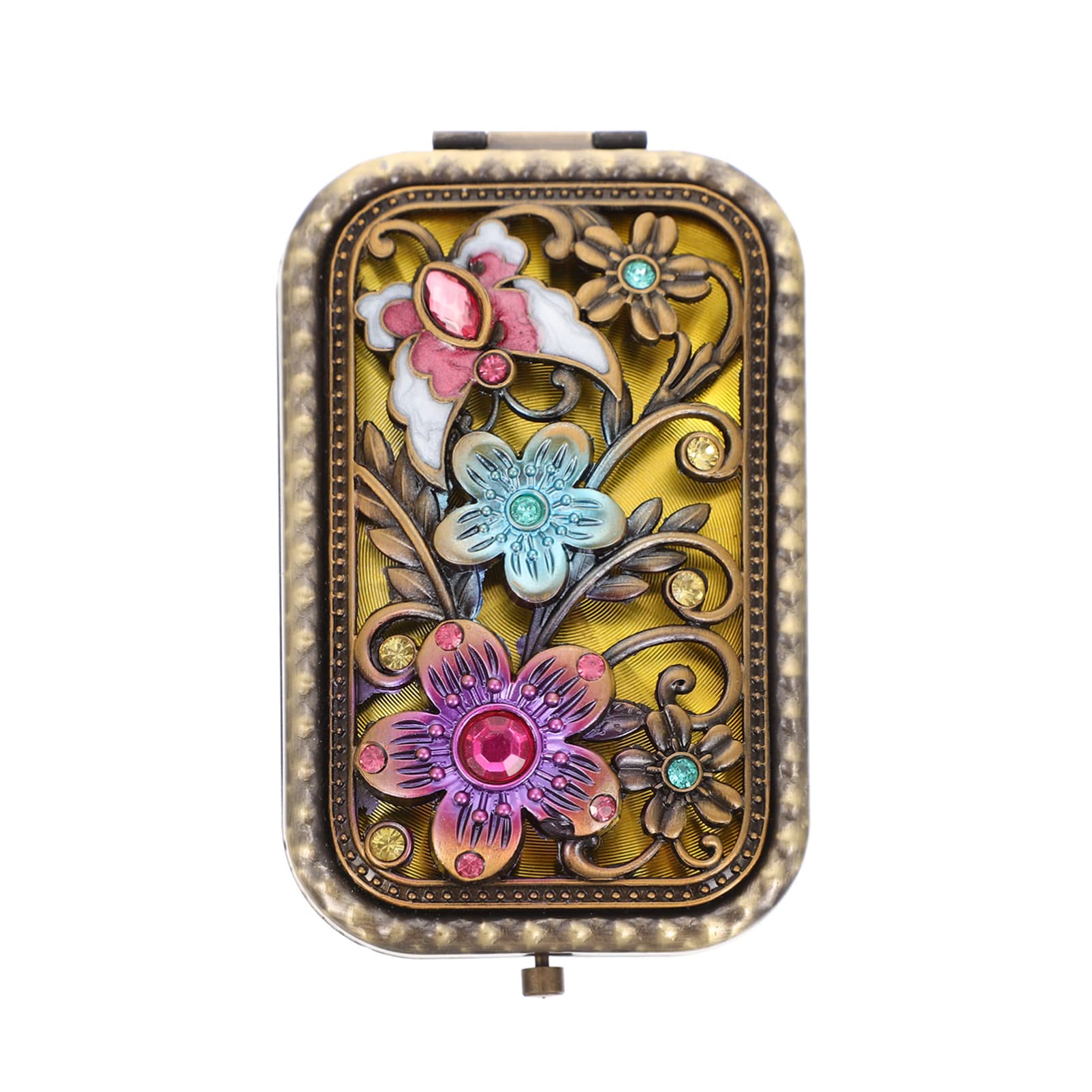 Beaupretty Vintage Double Sided Handheld Makeup Mirror - Compact Folding Vanity Mirror for Travel, Portable Cosmetic Mirror with Mirror Case - Perfect for Home, Office, and On-the-Go Touch Ups