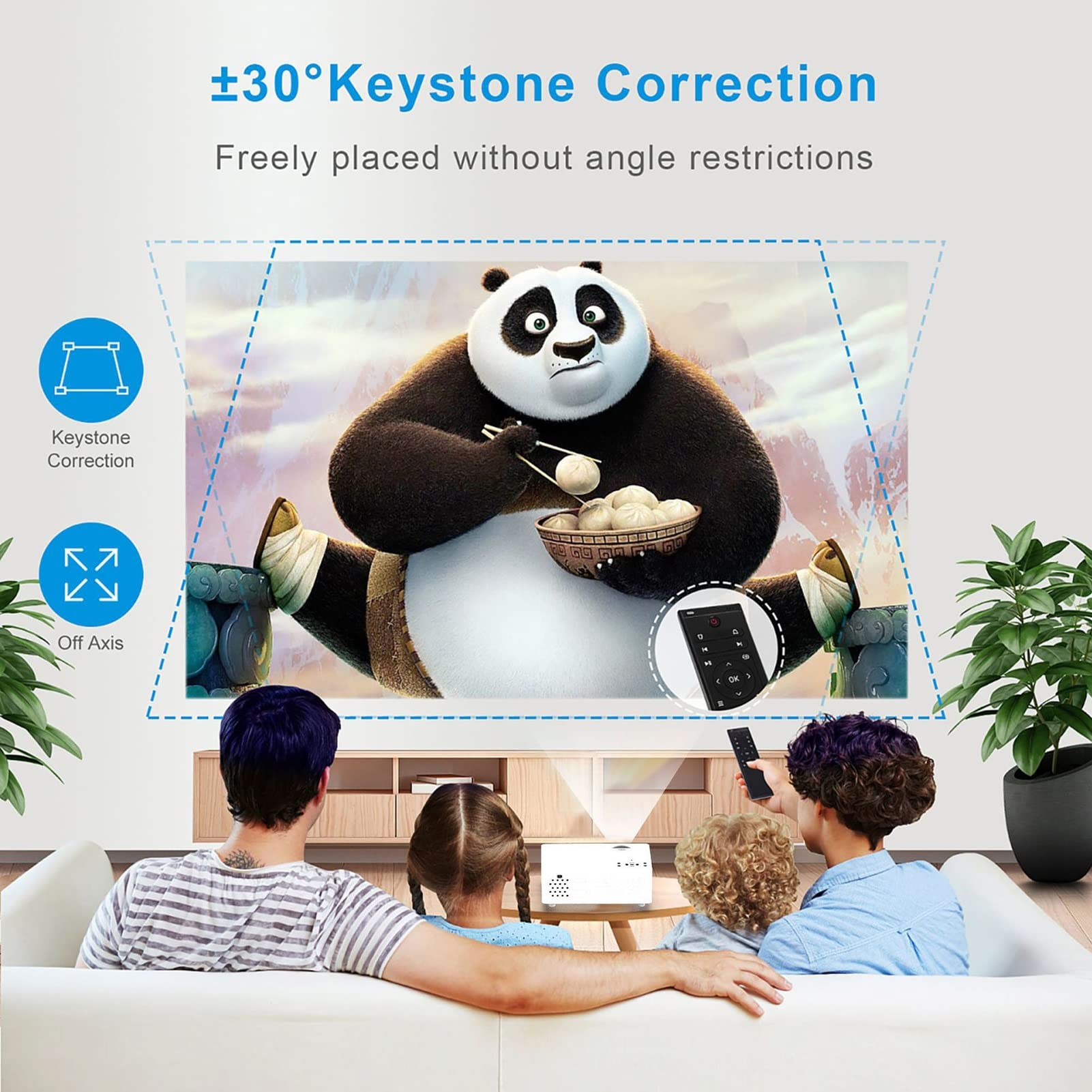 WiFi Bluetooth Projector - 4K HD Mini Projector with Eye Protection, Compatible with Android iOS, Smartphone, PC, TV Box, HDMI & USB - Perfect for Home Theater, Outdoor Movies & Gaming (Wireless)