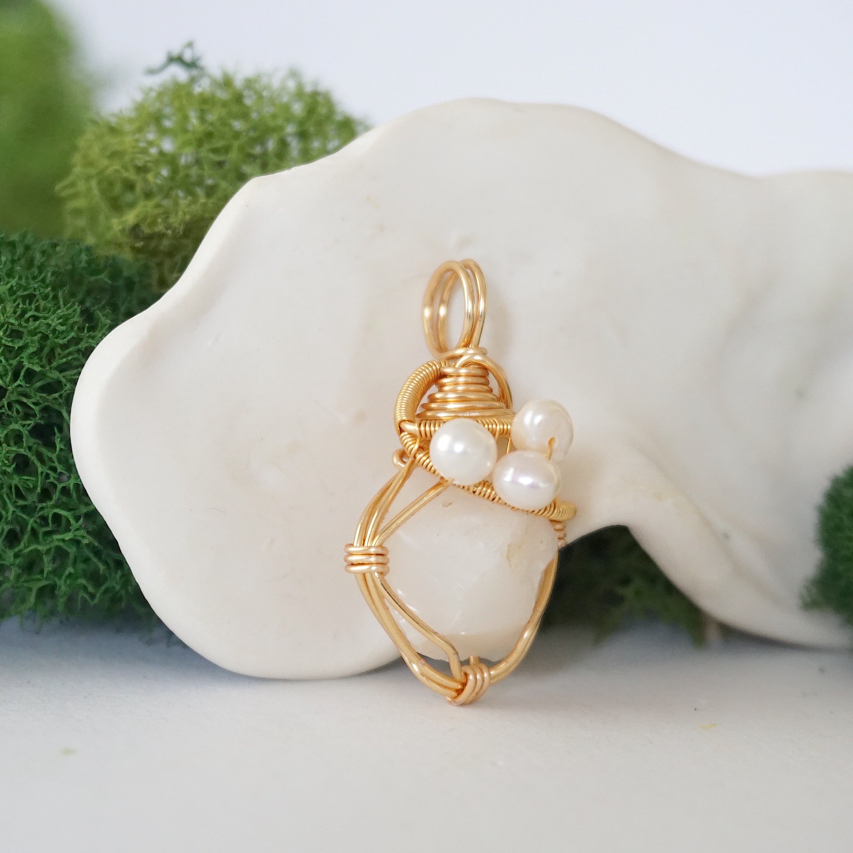 Fire Opal and Pearl Necklace - 14K Gold Plated Elegant Jewelry for Women | Perfect for Weddings, Parties & Special Occasions