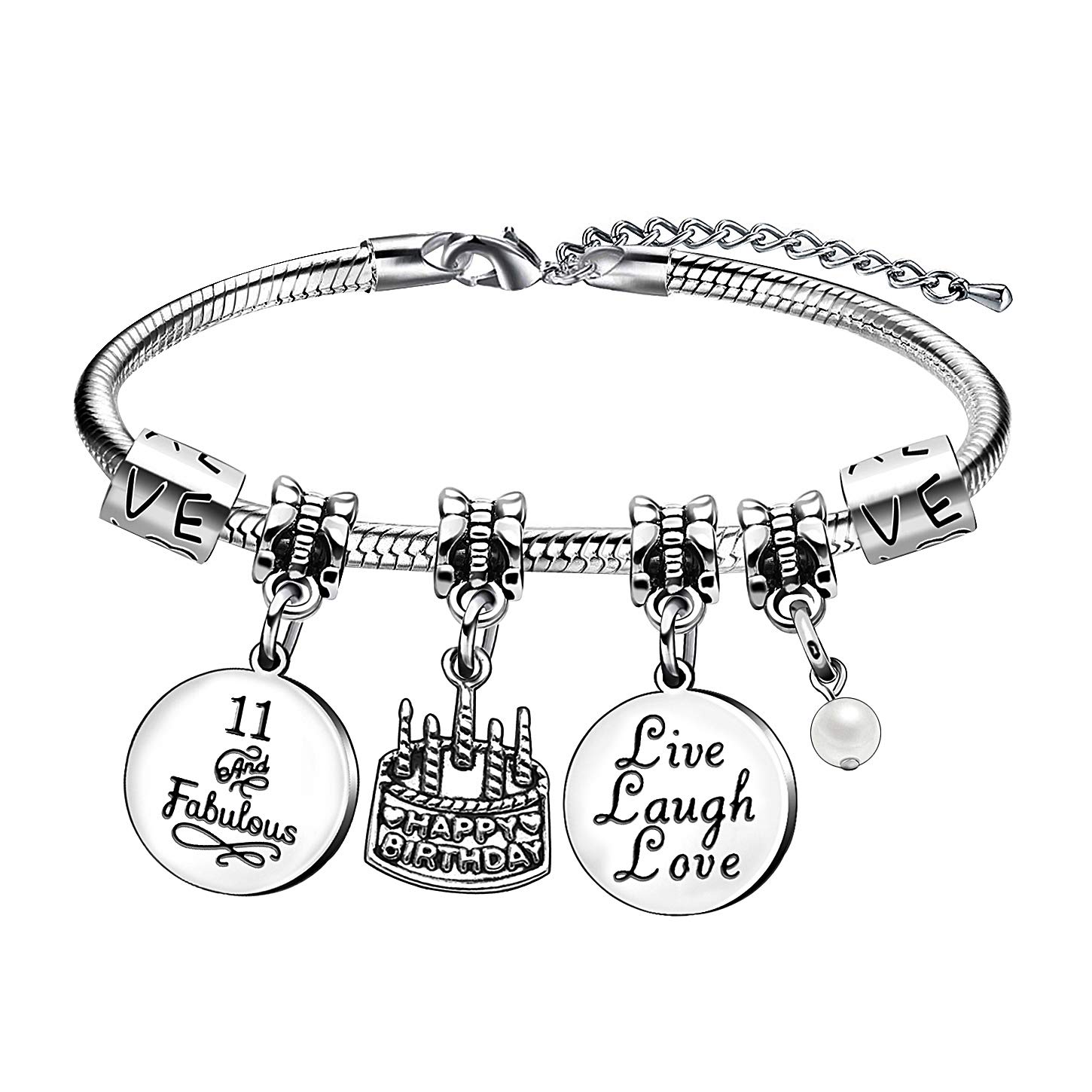 Lauhonmin Charm Bracelet for Women & Girls - Adjustable Birthday Gift for Ages 10-70 - Perfect Christmas & New Year Present - Ideal for Parties, Anniversaries & Special Occasions