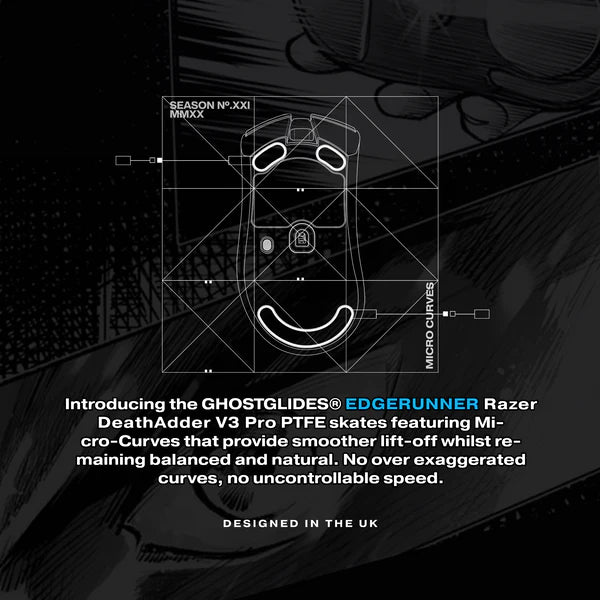 GHOSTGLIDES EDGERUNNER Razer Deathadder V3 Pro Wireless Gaming Mouse - Lightweight Esports Mouse with 30K DPI Optical Sensor for PC Gaming - Perfect for FPS, MOBA & Competitive Gaming