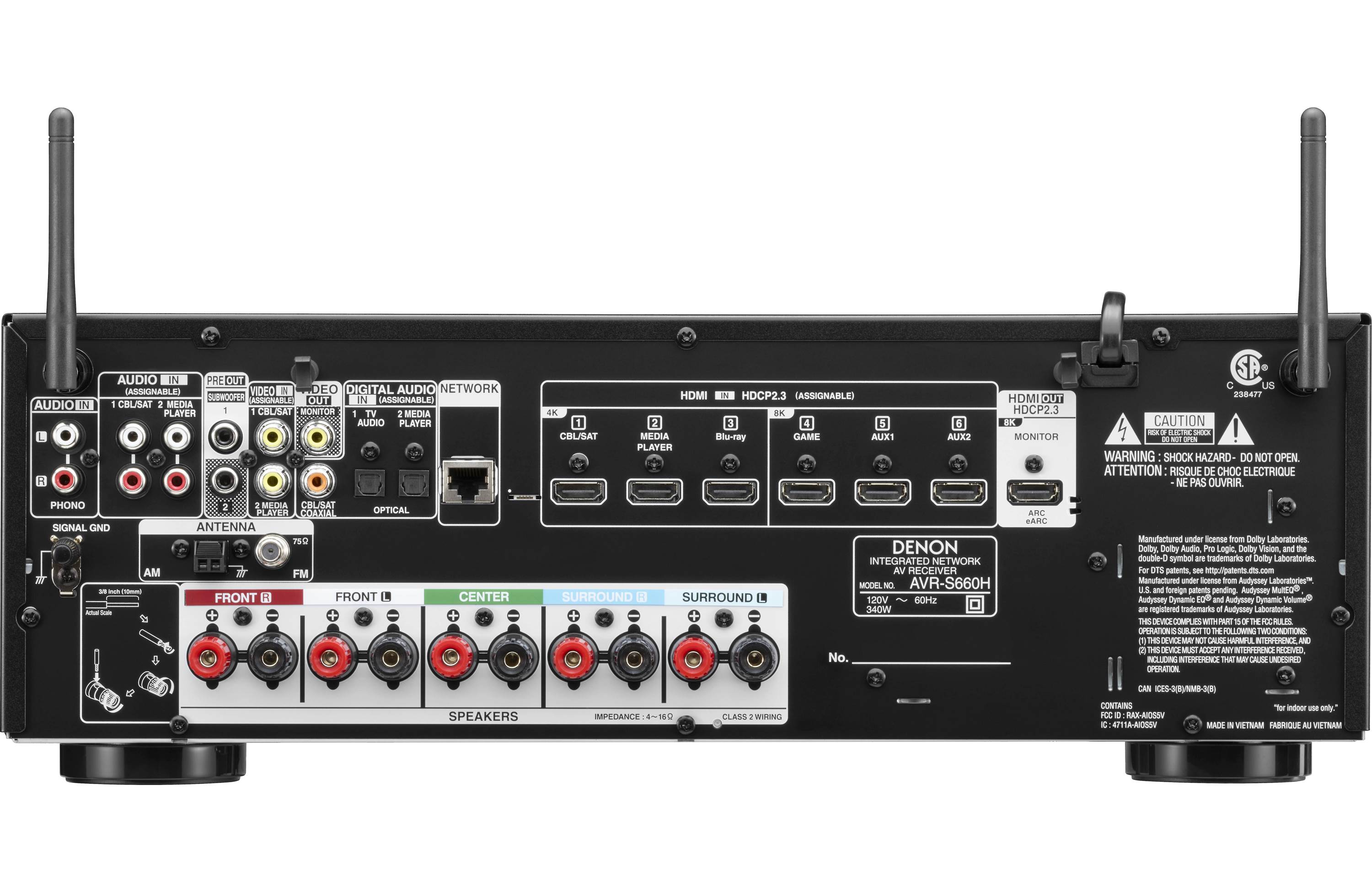 Denon AVR S660H 5.2 Channel AV Receiver with WiFi, Bluetooth, Apple AirPlay 2 & Alexa - Home Theater System for Movies, Music & Gaming