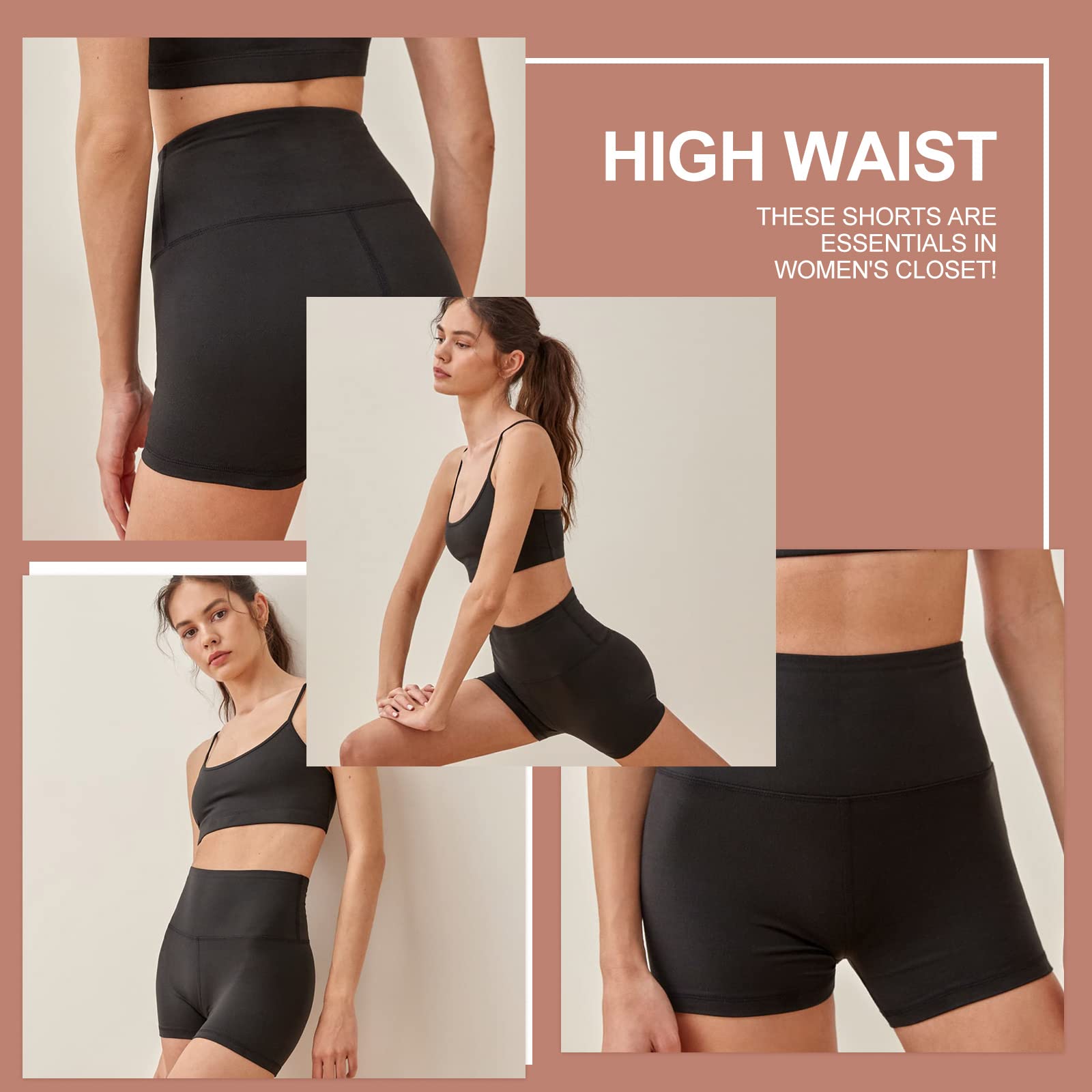 3 Pack High Waisted Biker Shorts for Women - 3