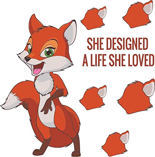 Fox Animal Quote Cartoon Wall Stickers - Fun Vinyl Decals for Kids Room, Bedroom, Nursery & Kindergarten Decor - 10x10 Inch Removable Home Art Design - Perfect for Girls & Boys Room Makeover