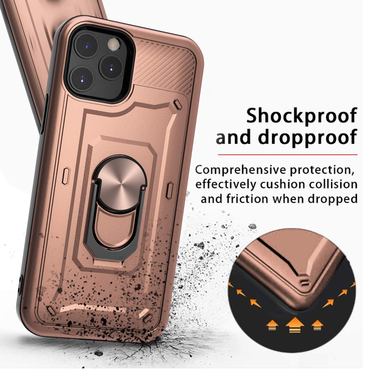 Premium Shockproof iPhone 12/12 Pro Case (2020 Model) with HD Screen Protector - 2-in-1 Armor Dual Layer Protection & 360° Rotating Metal Ring Stand - Perfect for Work, Travel, and Everyday Use