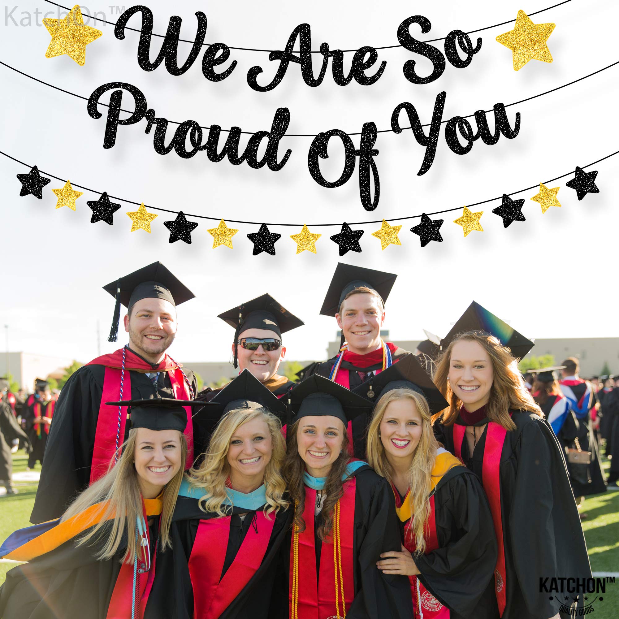 KatchOn 'We Are So Proud of You' Glitter Banner - 10ft Graduation Decor for Class of 2025 | No DIY Required | Perfect for Graduation Parties, School Events & Celebration Backdrops