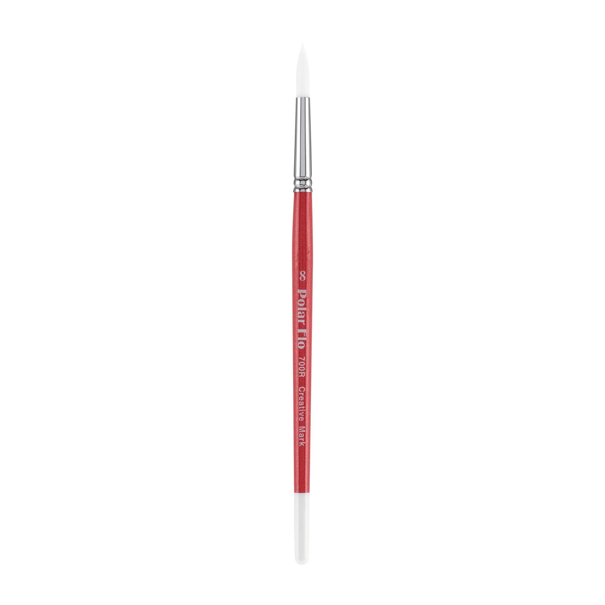 Creative Mark Polar Flo Professional Round 8 Watercolor Brushes - Short Handle with Nickel-Plated Brass Ferrule - Premium Art Paint Brushes for Acrylic, Watercolor, Gouache & More - Perfect for Artists, Students & Professional Painting Projects