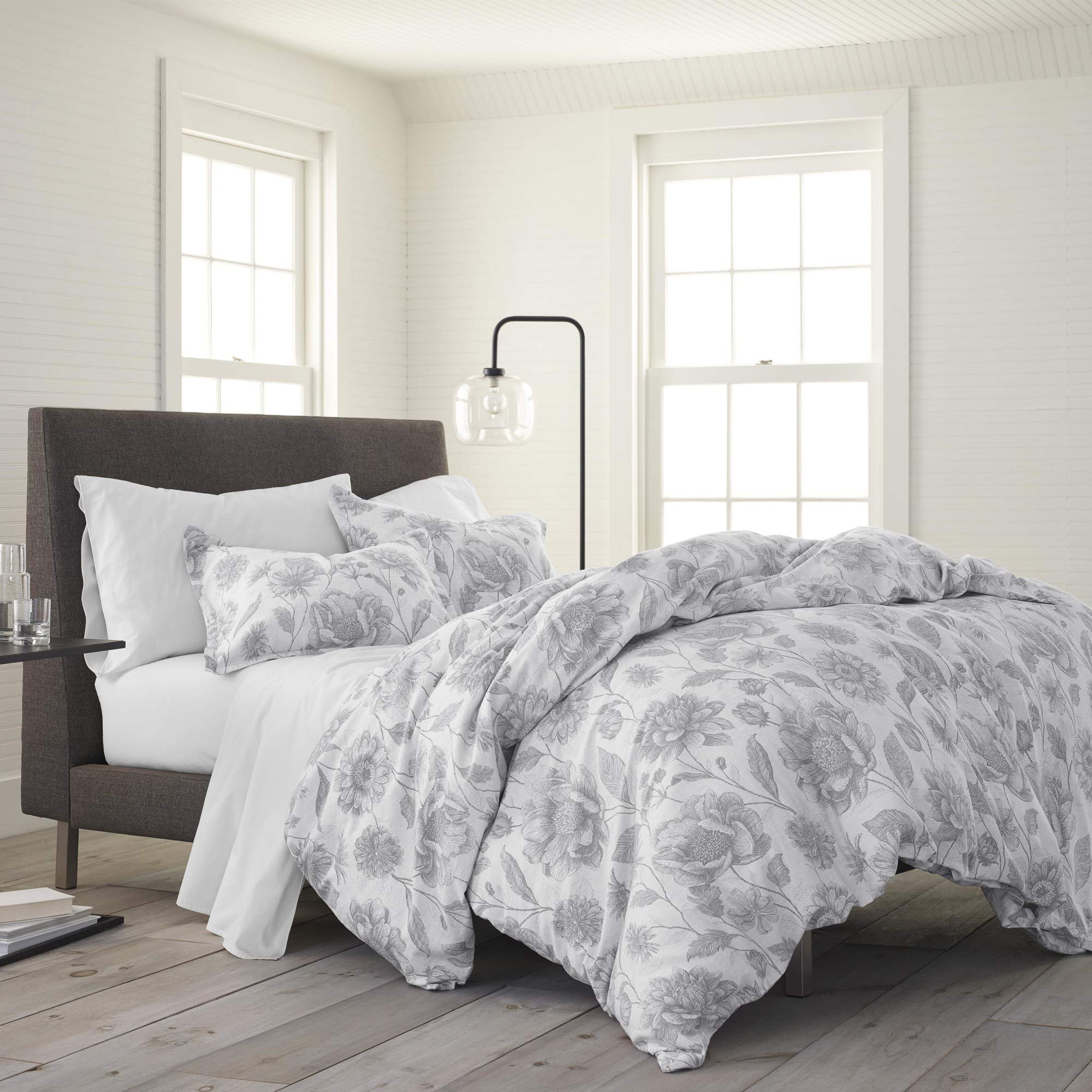 EcoPure 100% Organic Cotton King Size Comforter Set - Breathable Hypoallergenic Bedding, Gray Meadow Walk Design for Luxurious Sleep | Perfect for Master Bedroom, Guest Room & Dorm