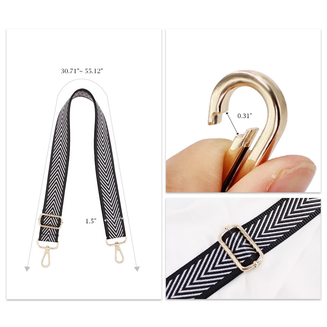 TANOSII Adjustable Wide Purse Strap - Replacement Crossbody Shoulder Strap for Handbags | Perfect for Everyday Use, Travel & Fashion Accessories