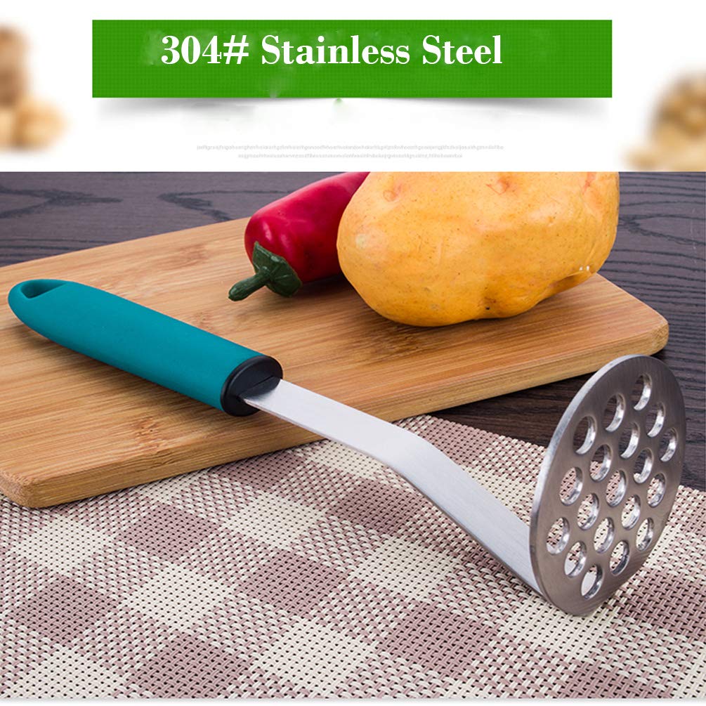 Premium 304 Stainless Steel Potato Masher - Heavy Duty Bean & Vegetable Masher for Smooth Puree - Perfect for Mashed Potatoes, Baby Food & Cooking Prep
