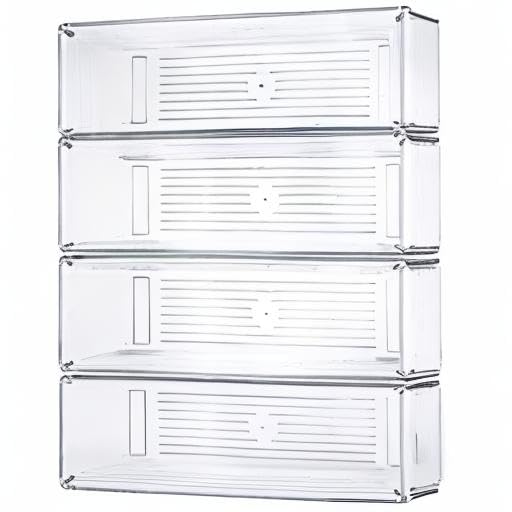 Kingrol 12-Pack Clear Plastic Drawer Organizers (9x3x2 Inch) - Stackable Storage Bins & Drawer Dividers for Kitchen Utensils, Office Supplies, Makeup, Jewelry | Perfect for Bedroom, Bathroom & Craft Organization
