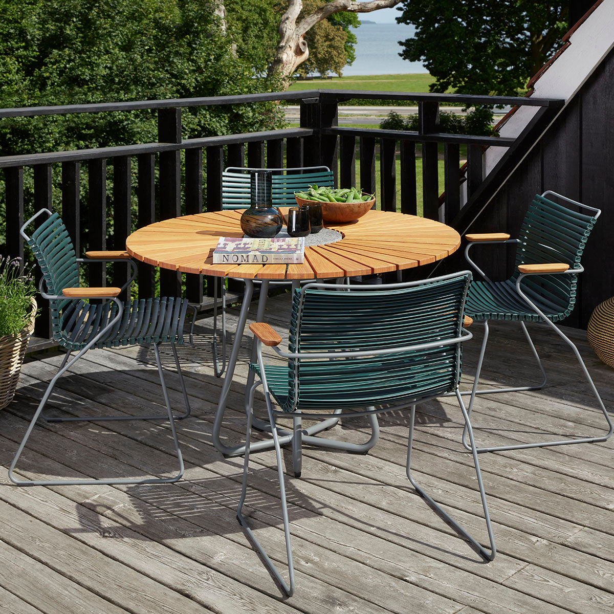 Click Outdoor Dining Chair with Armrest - Patio, Garden, Poolside & Backyard - Weather-Resistant & Comfortable for Outdoor Entertaining