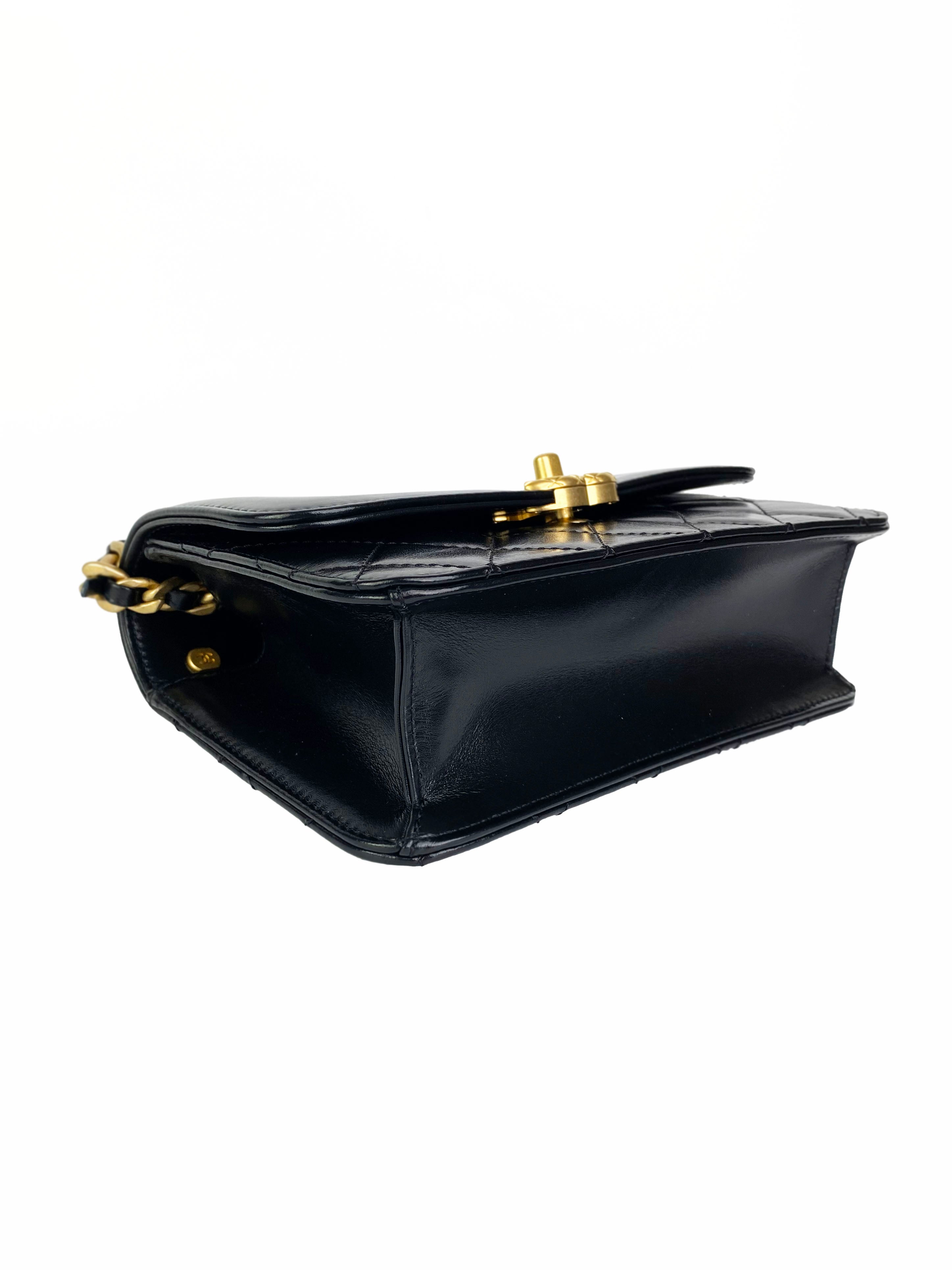 Chanel Small Black Square Flap Bag with Gold Handles - Luxury Designer Crossbody Purse for Women | Perfect for Evening Parties, Date Nights & Special Occasions