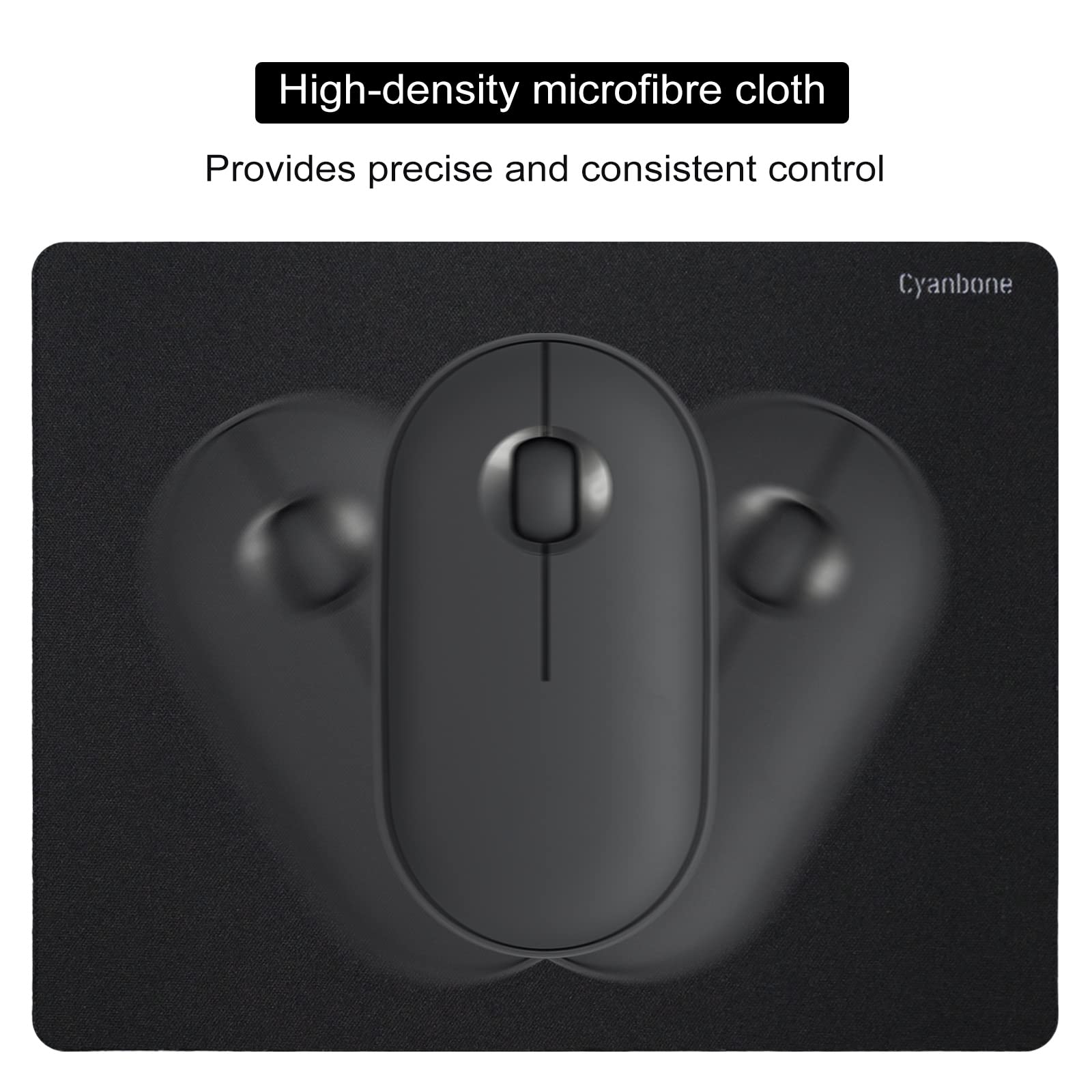 Mini Mouse Pad 5.5x7 Inches - Small Portable Non-Slip Rubber Base Mousepad for Laptop, Wireless Mouse | Waterproof Travel Mouse Pad for Office, Home & Gaming (Black)