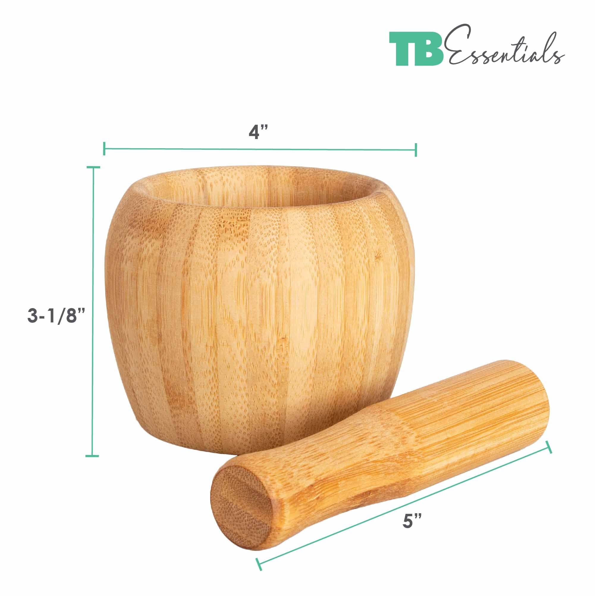 Premium Bamboo Mortar and Pestle Set - Natural Eco-Friendly Spice Grinder & Herb Crusher for Cooking, Ayurveda, and Herbal Remedies - Perfect for Grinding Spices, Crushing Garlic, and Making Fresh Guacamole