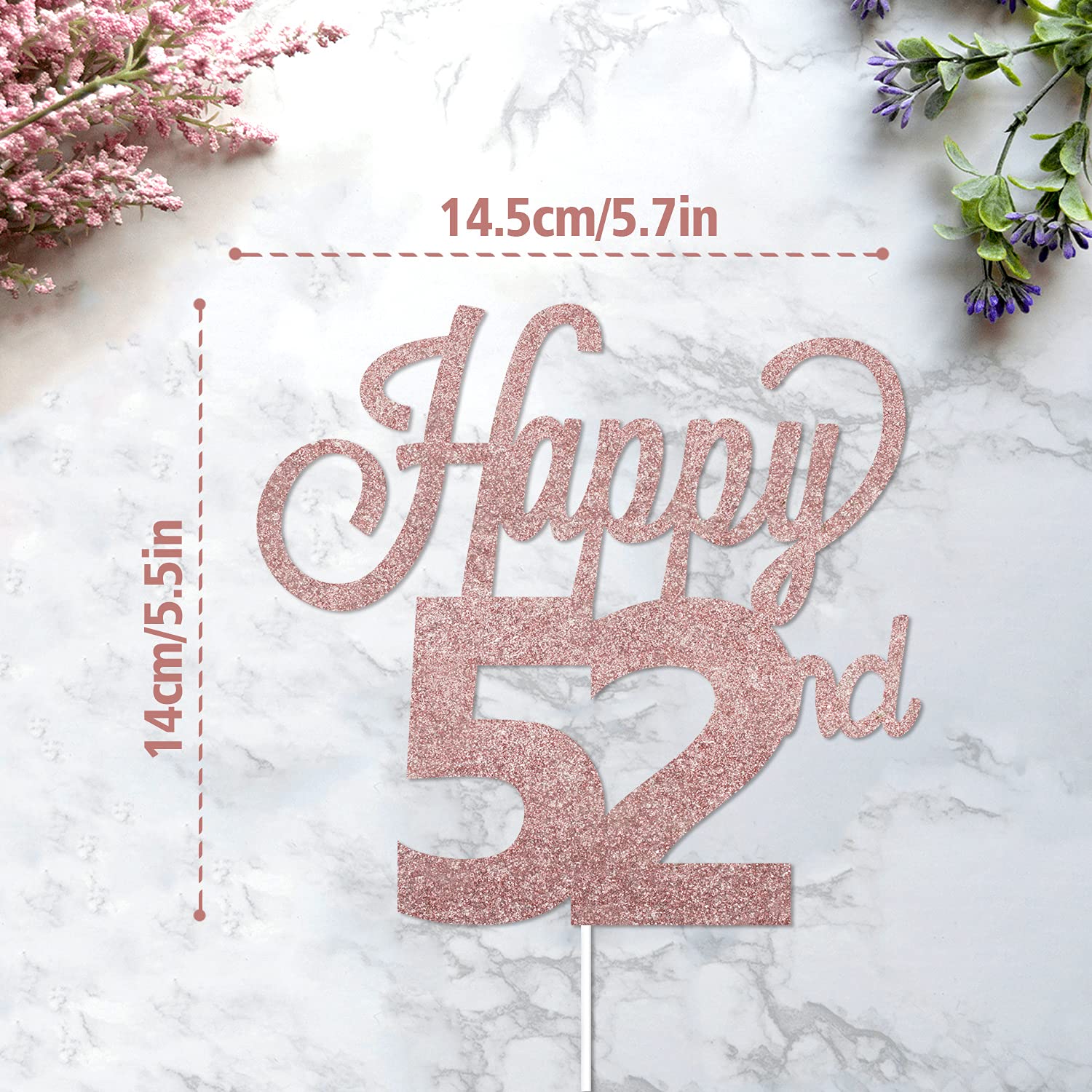 LINGTEER Happy 52nd Birthday Cake Topper - Cheers to 52 Years Old Party Decorations - Perfect for Birthday Cakes, Cupcakes & Dessert Table Centerpieces