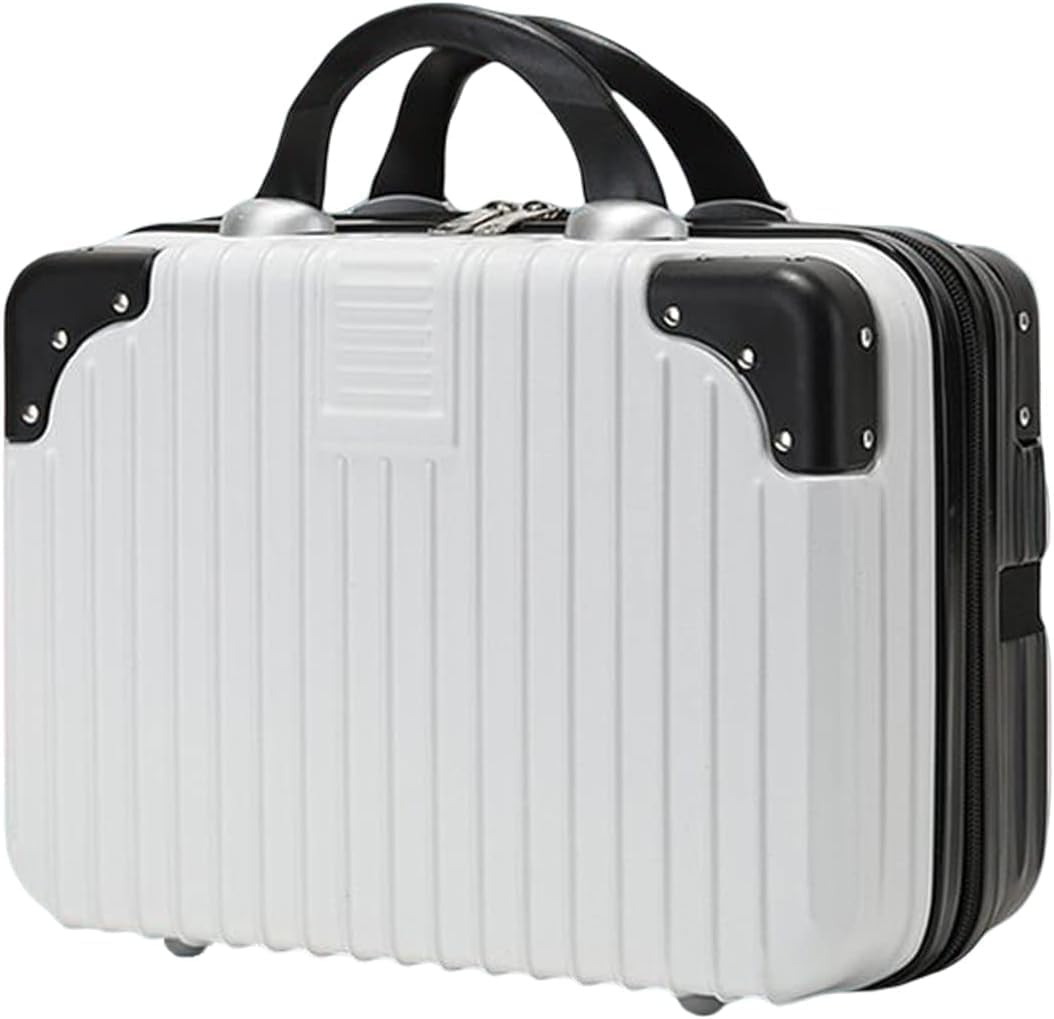 Brikipth 14 Inch Small Suitcase - Lightweight Hand Carry Travel Luggage for Women, Waterproof Cosmetic Storage Bag, Cute Mini Travel Case (Black-White) - Perfect for Weekend Trips, Airplane Carry-On & Business Travel