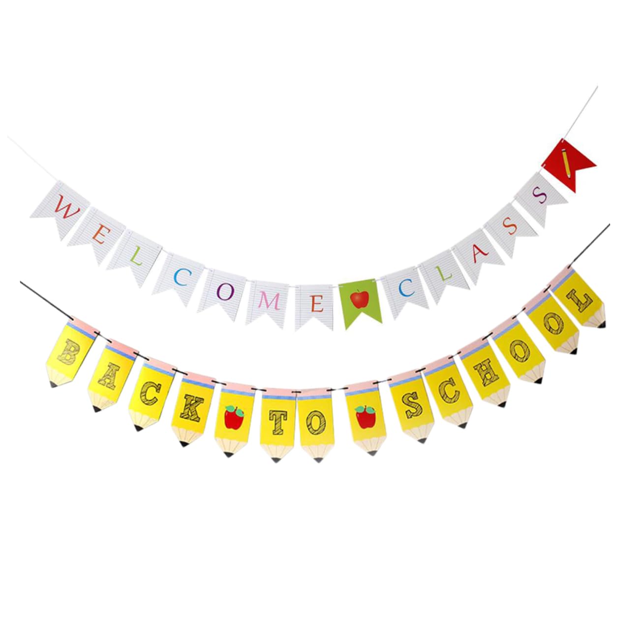 COLLBATH Back to School Celebration - 2 Sets of Colorful Classroom Bunting & Pull Flags for School Decorations, Bulletin Boards, and Party Decor | Perfect for Classroom Parties, Teacher Appreciation, and First Day of School Celebrations