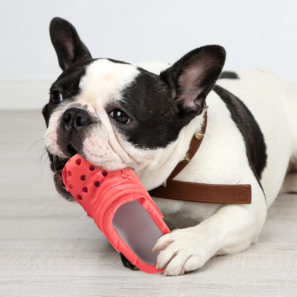 Durable Rubber Dog Chew Toys for Puppies - Tough Slipper Toy for Aggressive Chewers, Small & Medium Breed Dogs | Pet Training, Teeth Cleaning & Interactive Play | Perfect for Indoor Playtime, Outdoor Activities & Dental Health