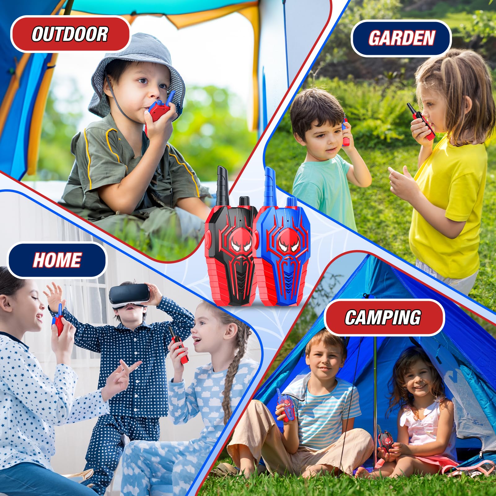 Exssary Kids Walkie Talkies 2 Pack - Best Outdoor Toys for Boys & Girls Ages 3-8 | Birthday Gifts, Camping & Backyard Adventure Games for Children | Long Range Communication Device for Siblings & Friends