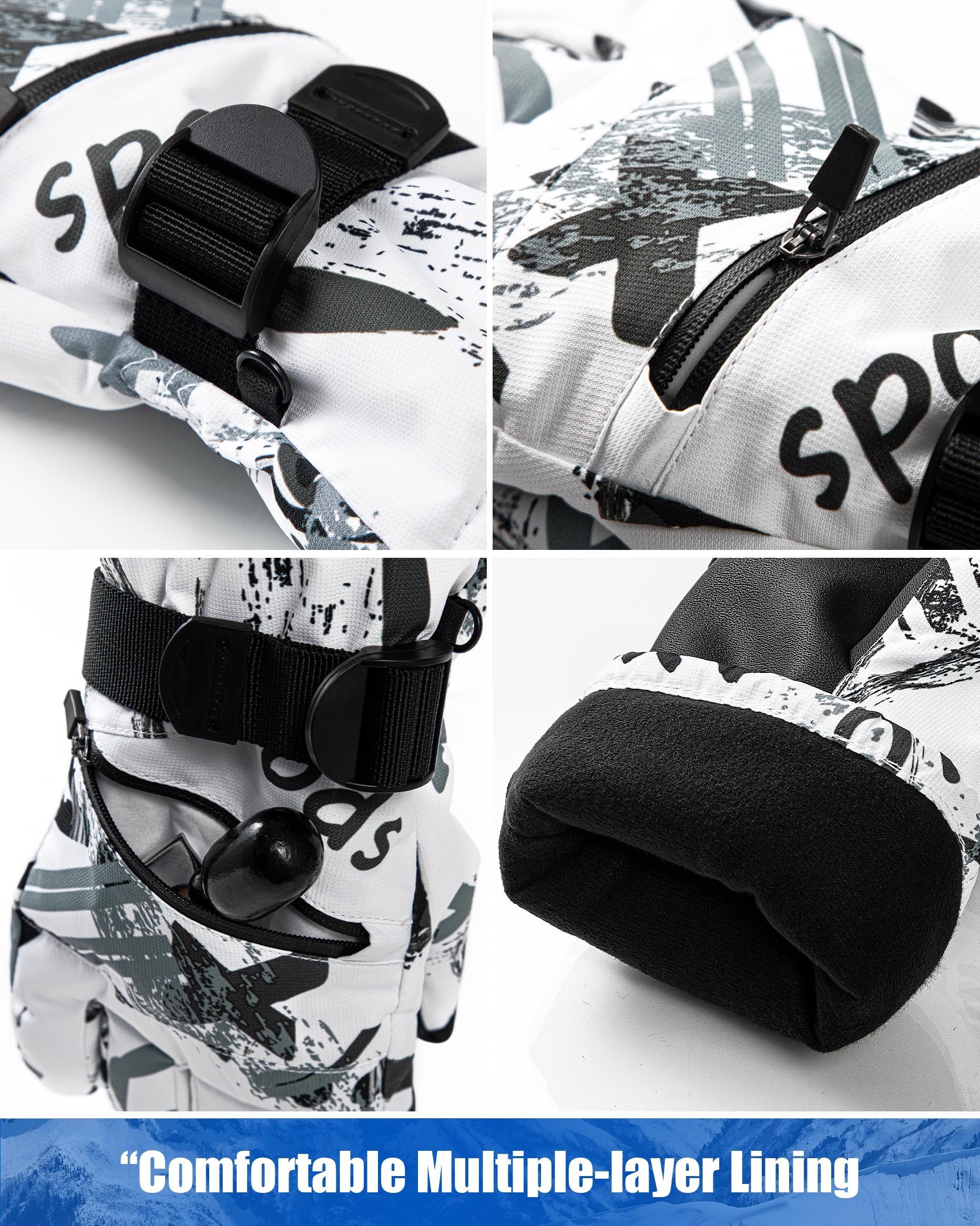 Waterproof 5-Finger Winter Ski Gloves for Men - Touchscreen Snowboarding Gloves for Cold Weather & Outdoor Sports | Skiing, Snowboarding, Hiking & Winter Activities