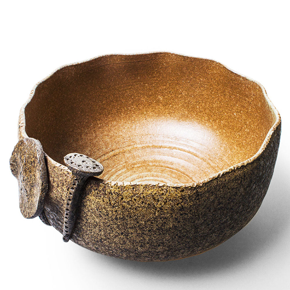 Handmade Coarse Pottery Lotus Tea Washer - Ceramic Tea Cup Cleaner for Loose Leaf & Matcha - Perfect for Tea Ceremonies, Zen Meditation & Japanese Tea Sets
