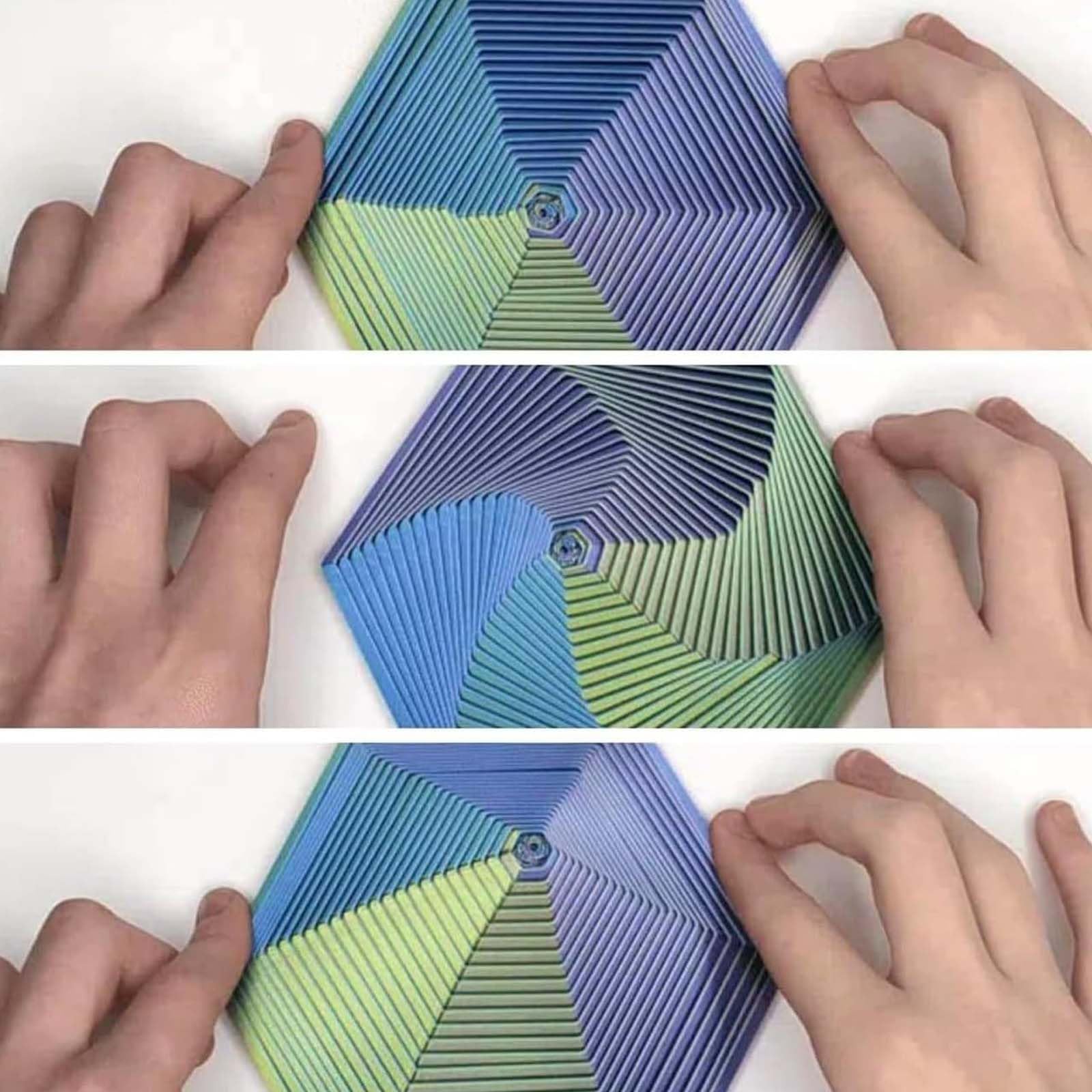 3D Printed Hexagon Fidget Toy - Colorful Gradient Sensory Stress Relief Cube for Adults & Kids | Anxiety Relief, Mindful Meditation Tool | Office Desk, Classroom, Travel Companion (3 Color Options)