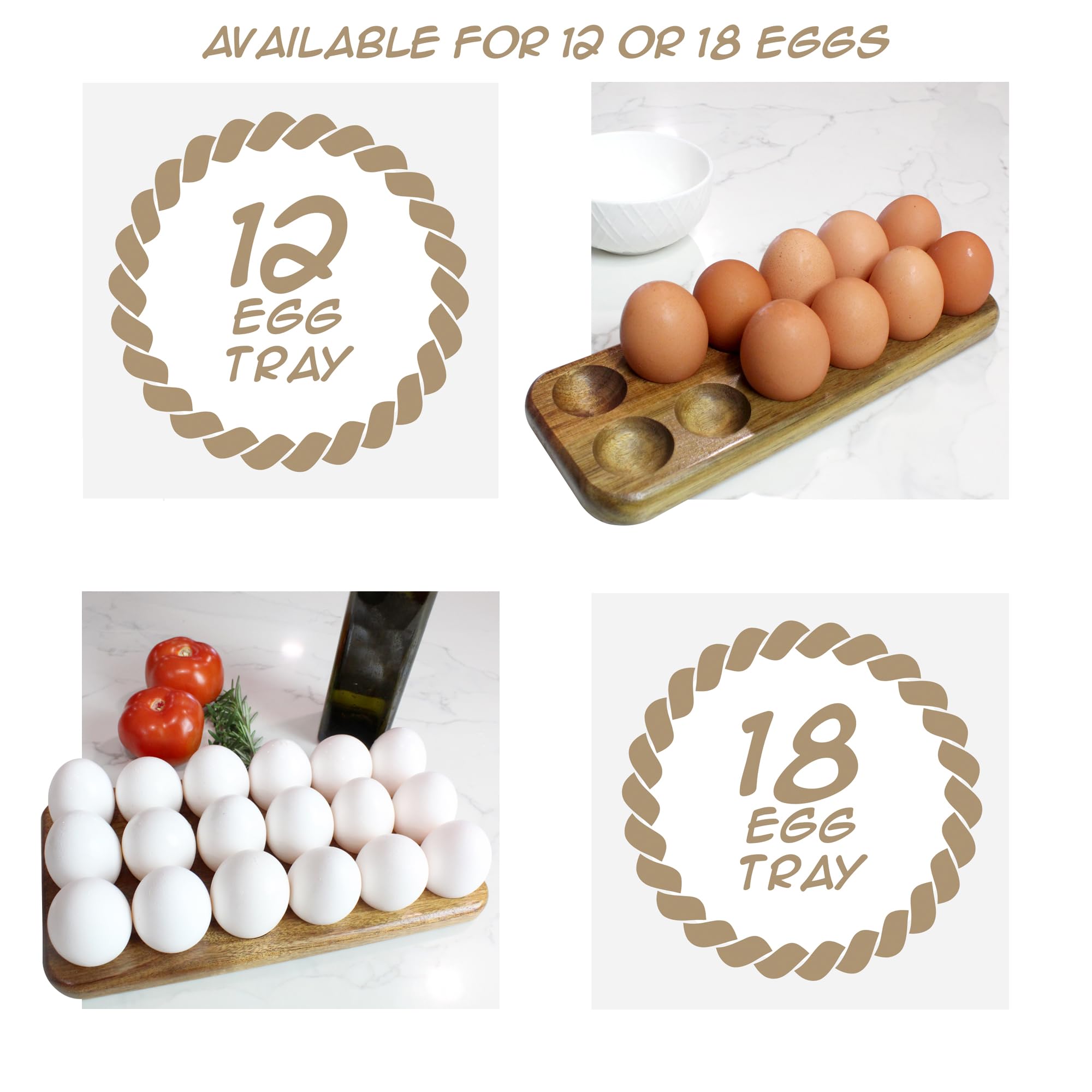 GUI'S CHICKEN COOP Egg Tray - Rustic Wooden Egg Holder for 12 Eggs | Kitchen & Refrigerator Organizer | Countertop Display & Storage | Easy to Clean | Perfect for Farmhouse, Country Kitchen & Breakfast Nook Decor