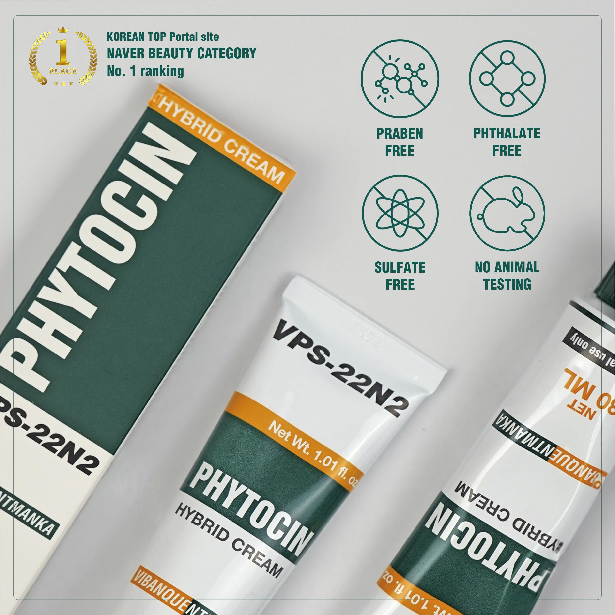 Phytocin Cream - Korean Moisturizing Face Cream for Acne Prone Skin with PDRN & Centella Asiatica | Barrier Repair & Anti-Wrinkle Treatment | Salmon Collagen Cream 30mL | Daily Hydration for Sensitive & Dry Skin