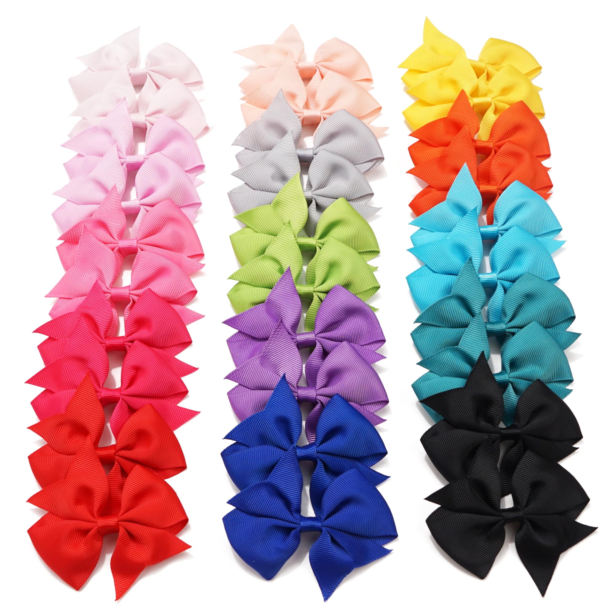 30-Piece Boutique Grosgrain Ribbon Hair Clips Set - 3.5